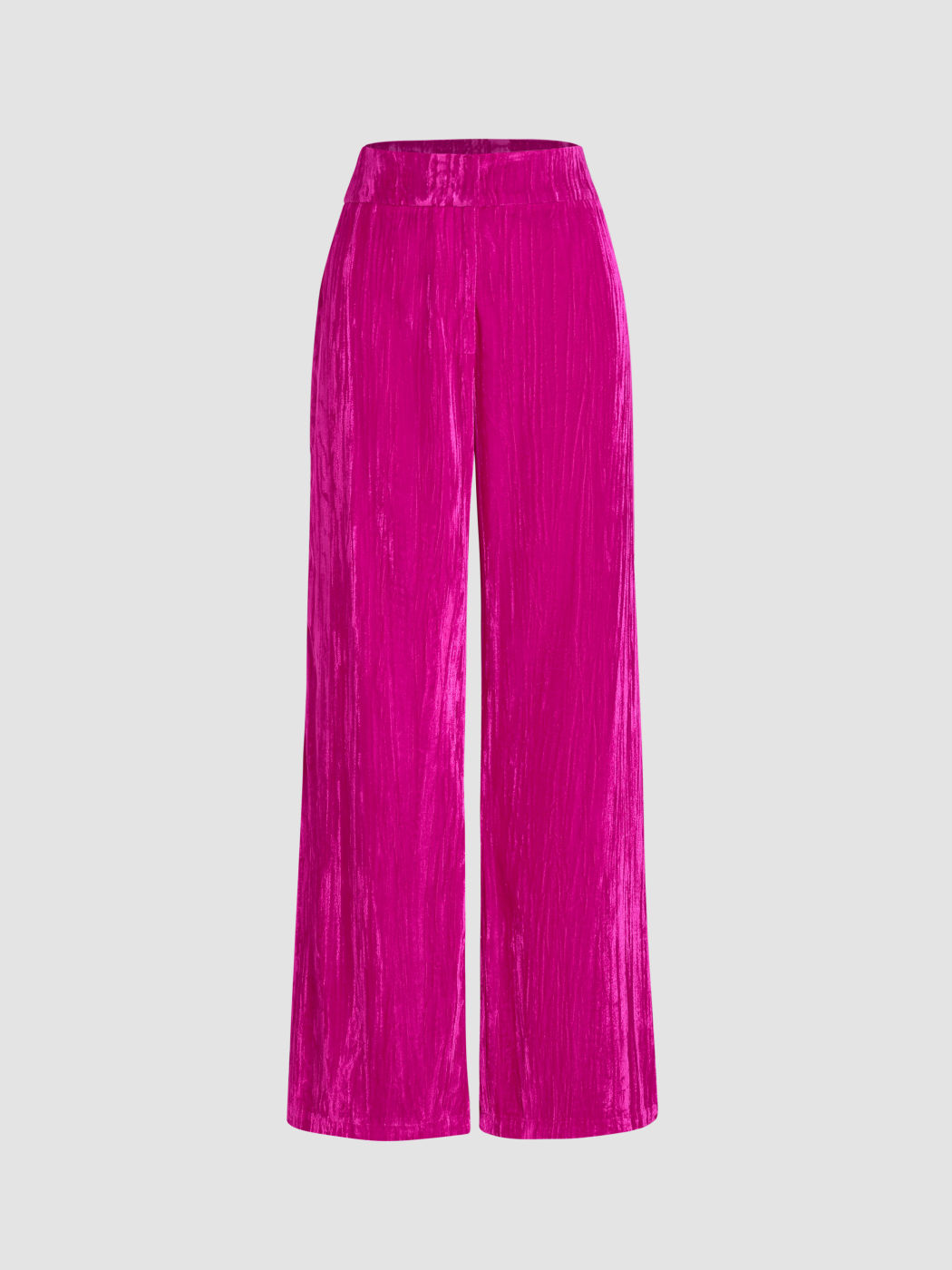 Velvet Solid Buckle Up Flared Trousers For Vacation Holiday