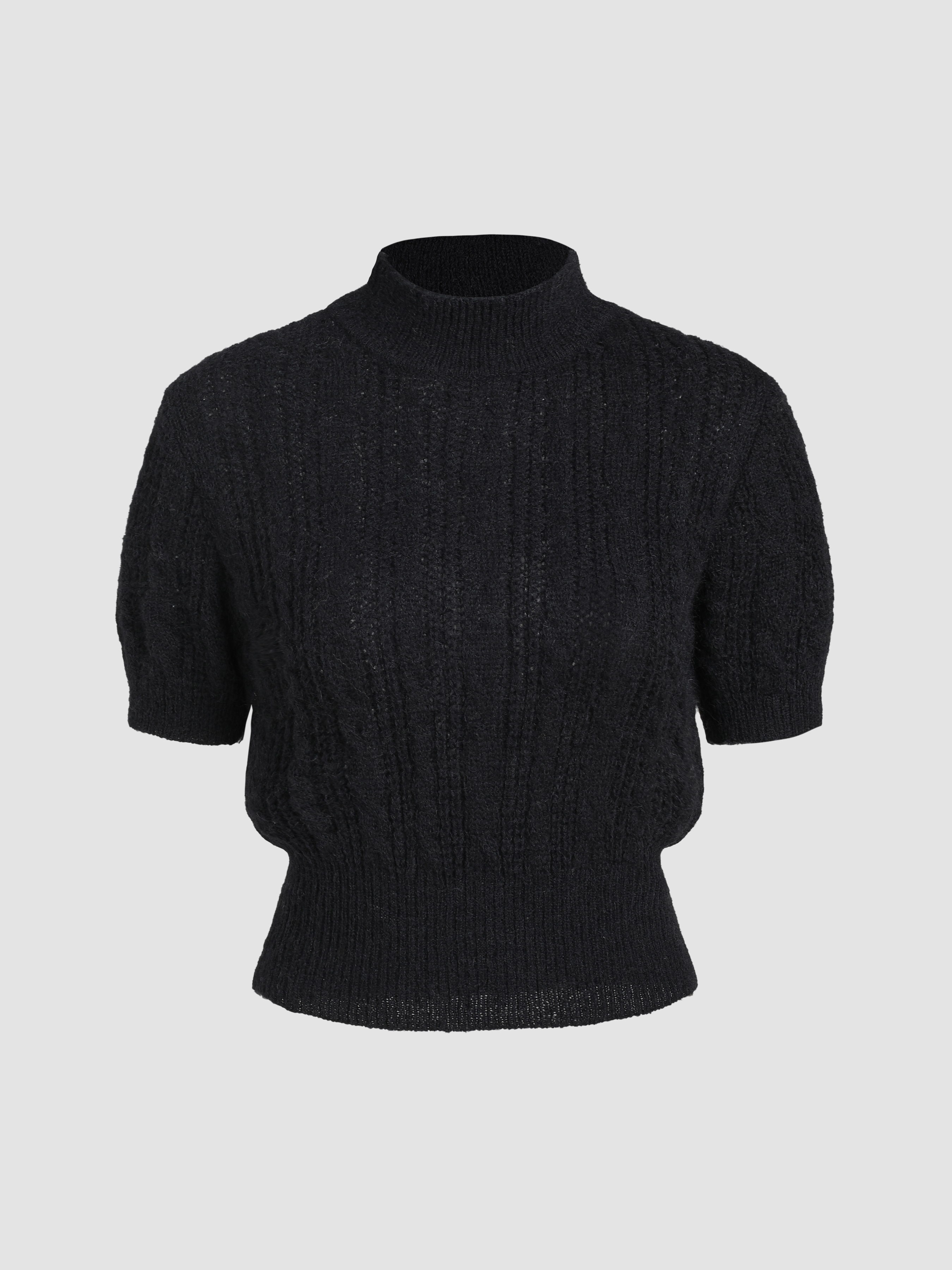 Wool-blend Texture High Neck Sweater - Cider