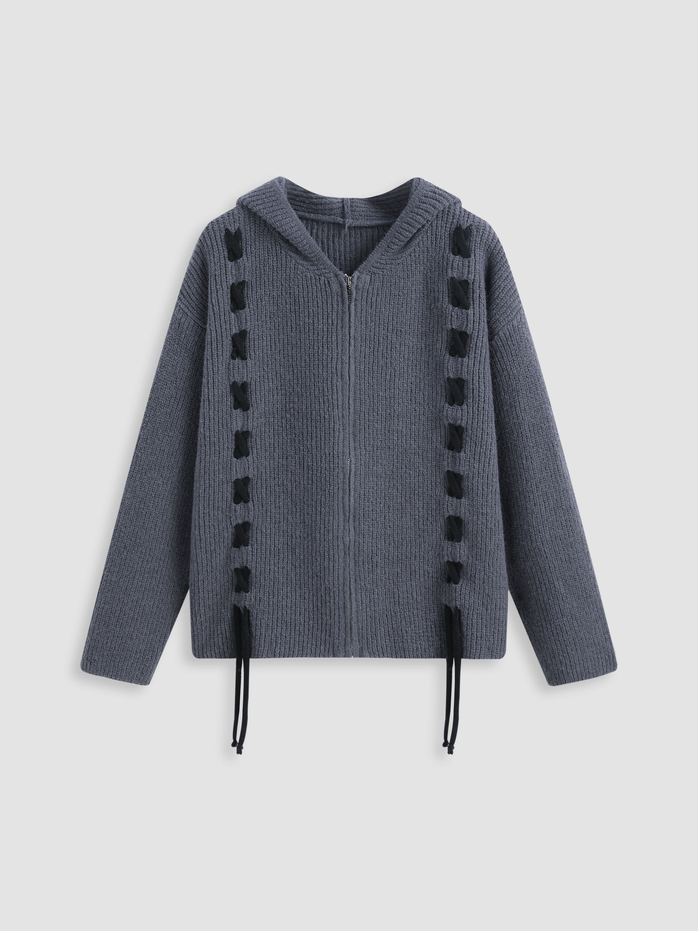 Hooded Plush Zipper Cardigan