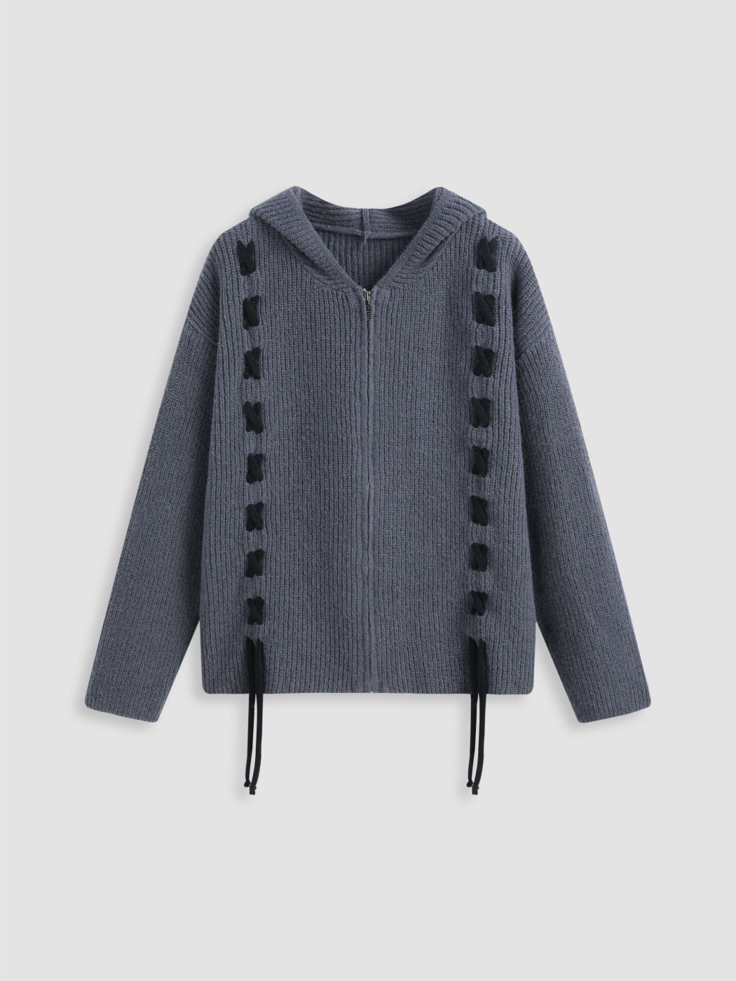 Strickjacke mit Kapuze und Reißverschluss