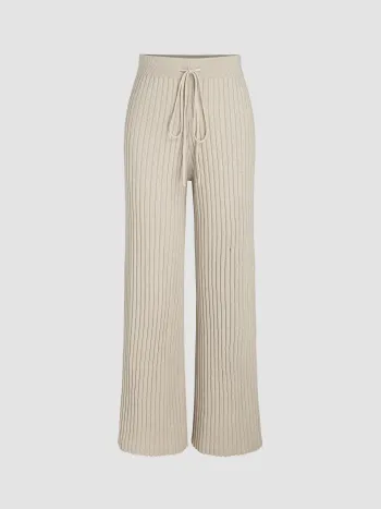 Solid geknotete Strickhose mit geradem Bein