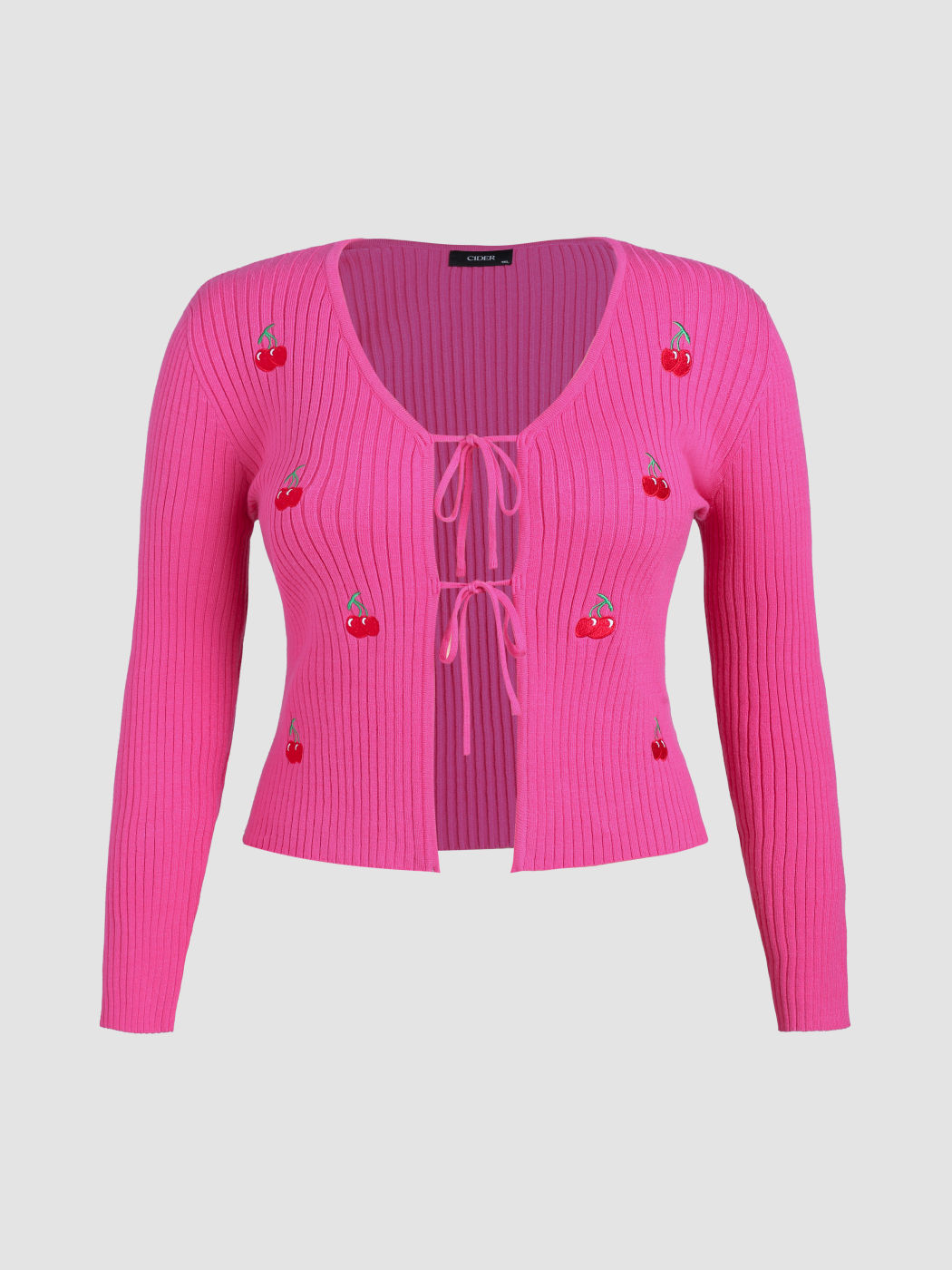 Cherry Pattern Knit Cardigan Curve & Plus