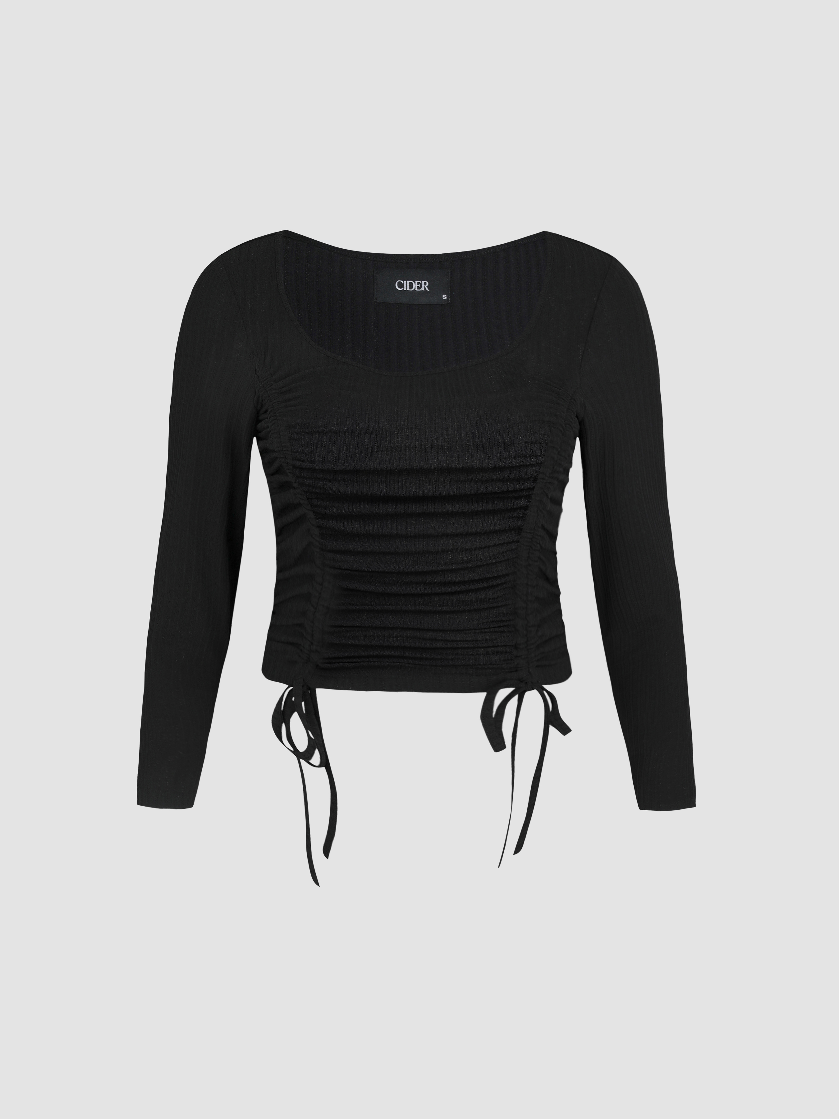 Solid Rib Twist Front Crop Top Curve & Plus - Cider