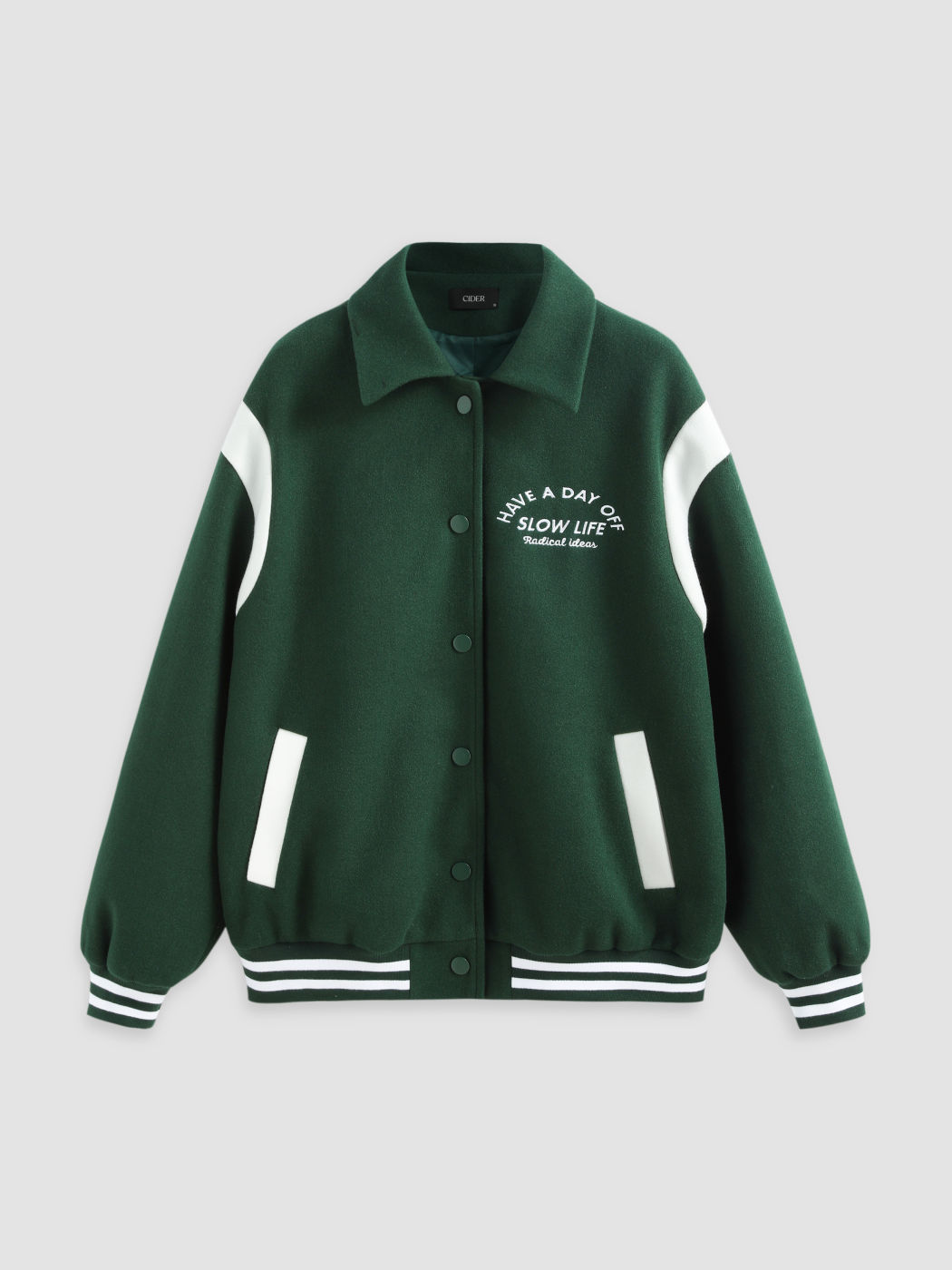  Kontrastkragen Knopfleiste Bomberjacke