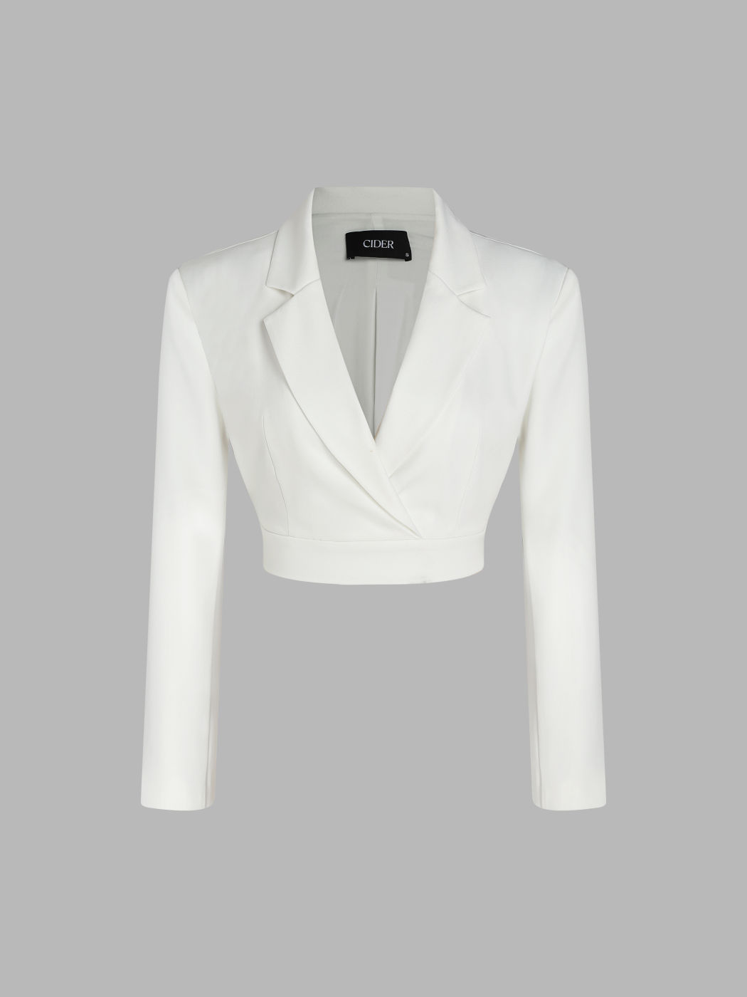 Solid Notched Collar Crop Blazer
