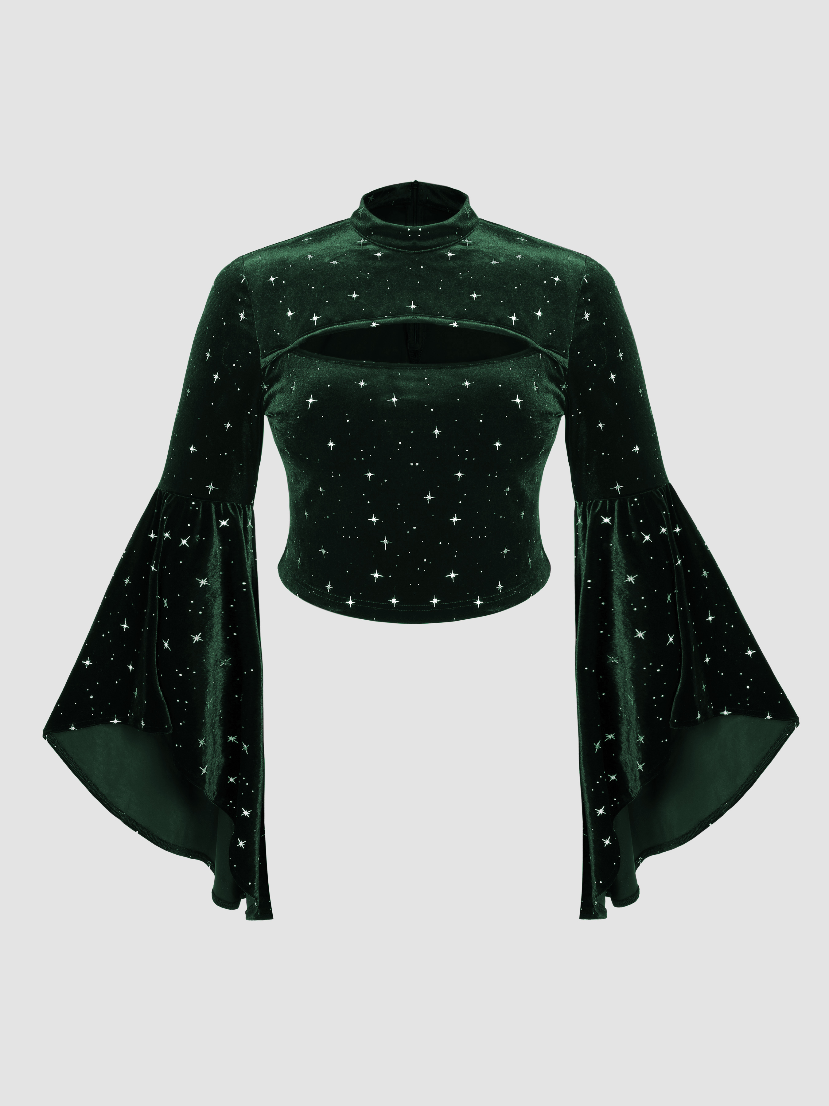 Velvet Velvet Star Pattern Bell Crop Sleeve Top Curve & Plus