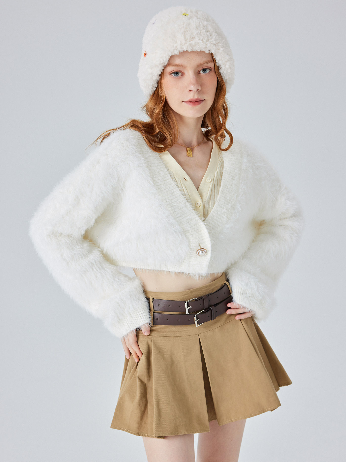 Solid Fluffy Crop Cardigan