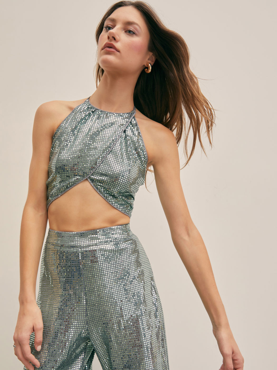 Disco Diva Metallic Crop Top Cider