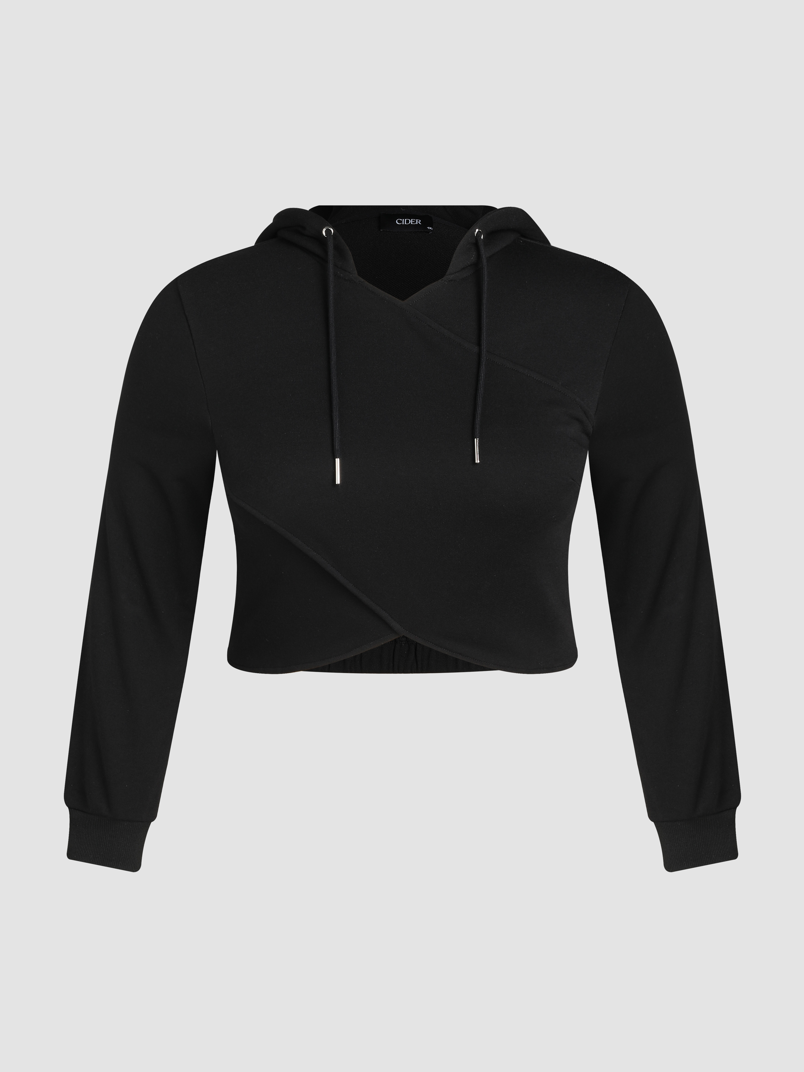 Cut out on sale drawstring crop hoodie