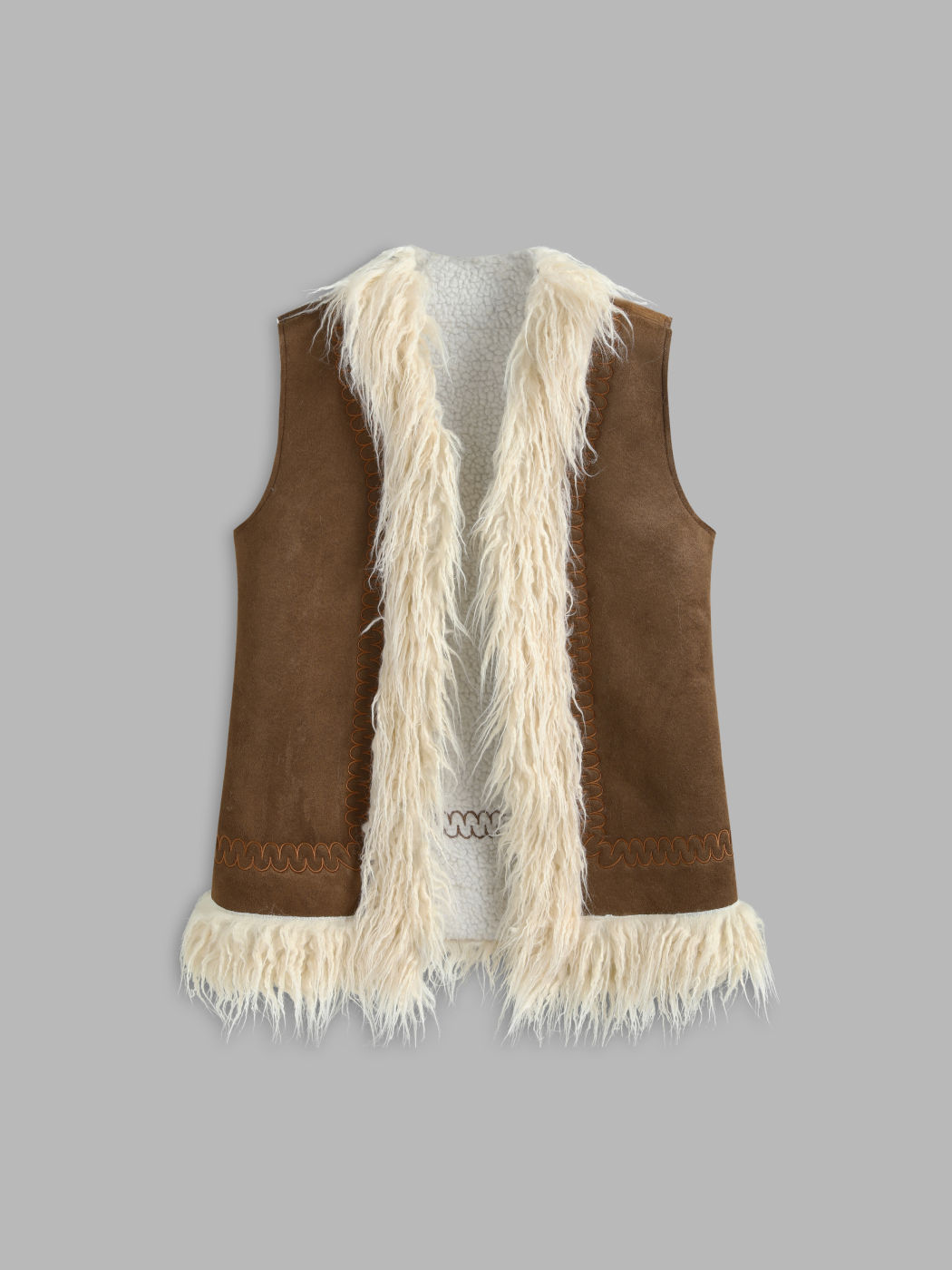 Lammfell-Weste mit flauschigem Besatz