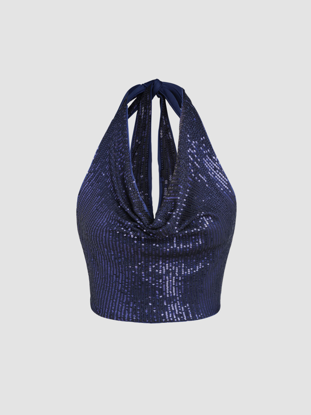 Neckholder-Pailletten-Crop-Top