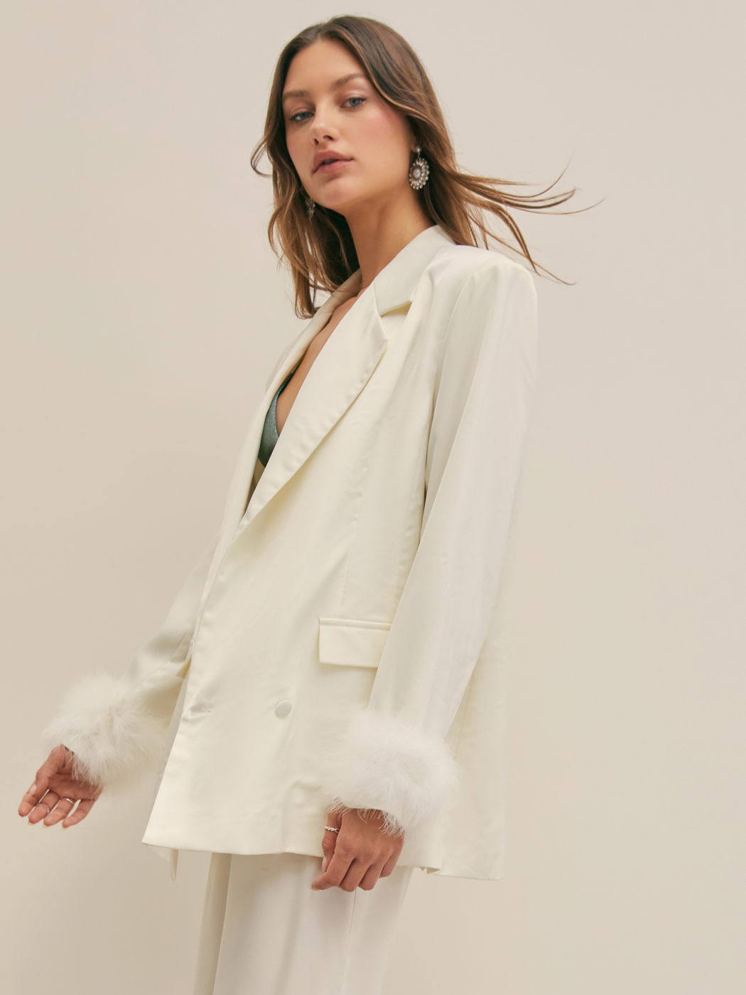 Party Starter Statement White Blazer For Daily Casual Outdoor Work