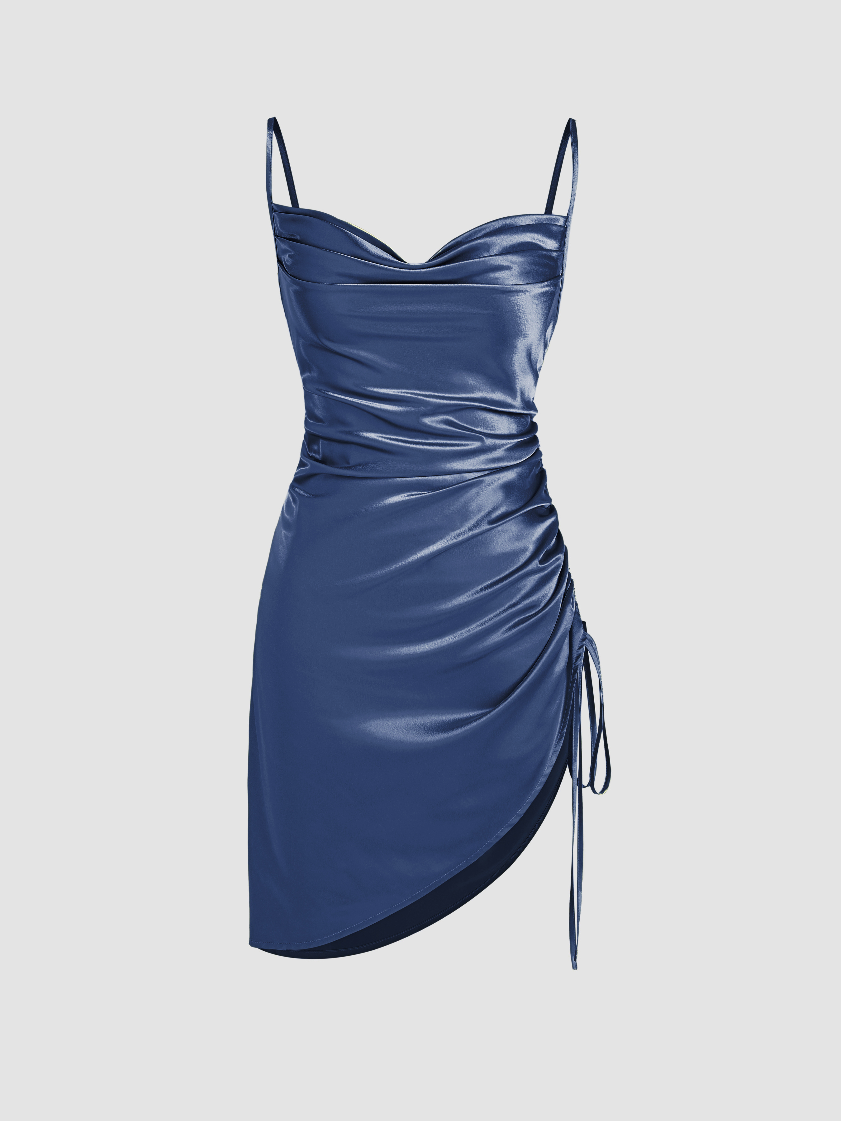 satin blue dress
