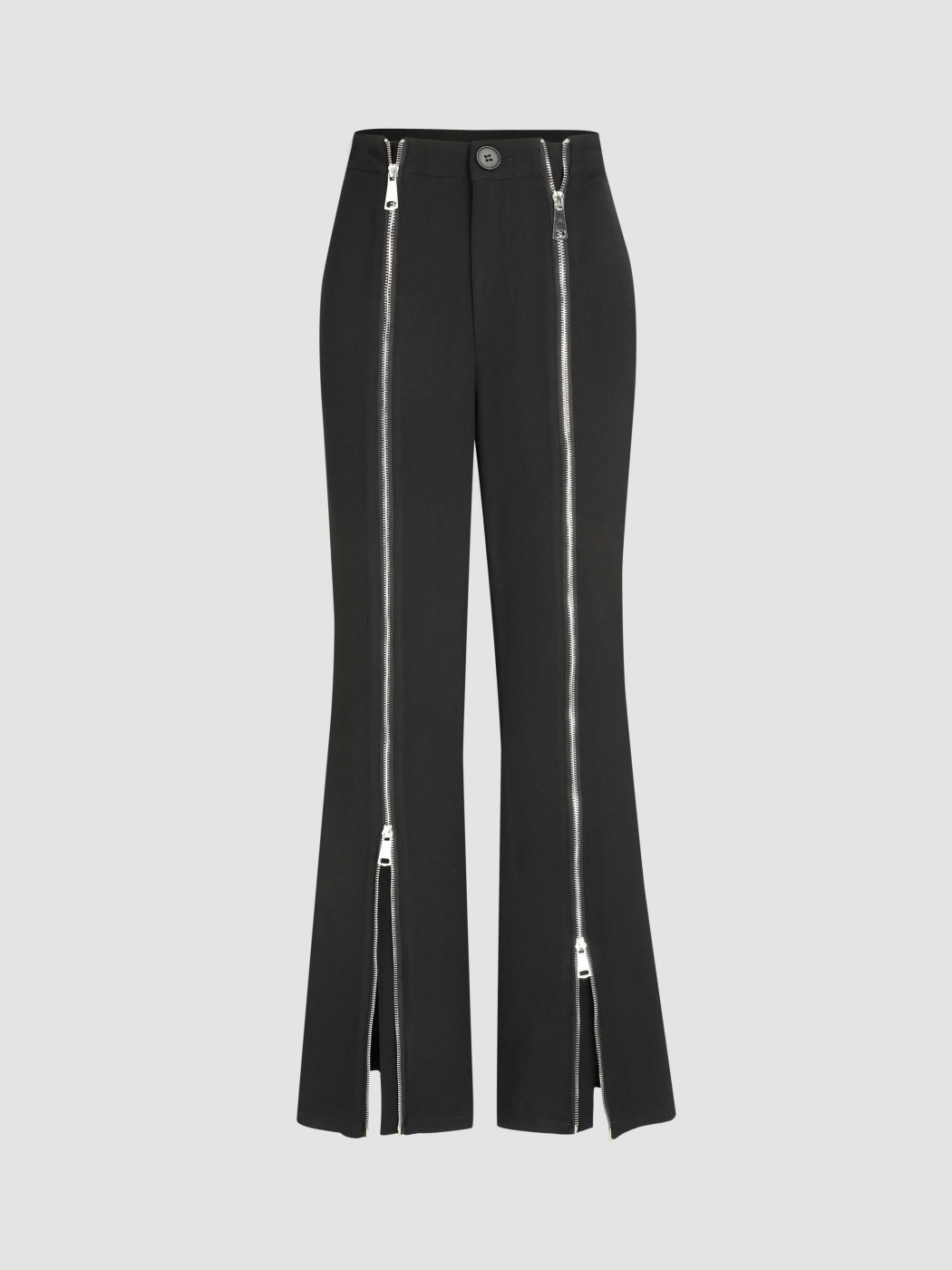  Pantalones Acampanados Sólidos con Doble Cremallera