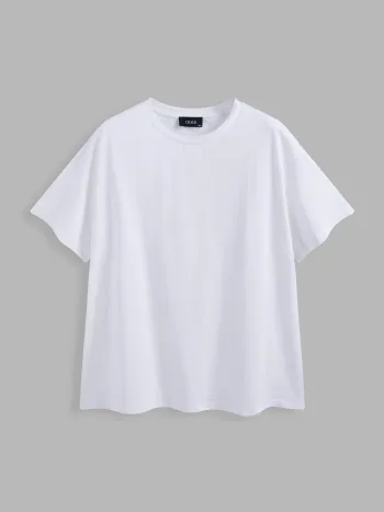 100% Baumwolle Solid Oversized T-Shirt Kurve & Plus