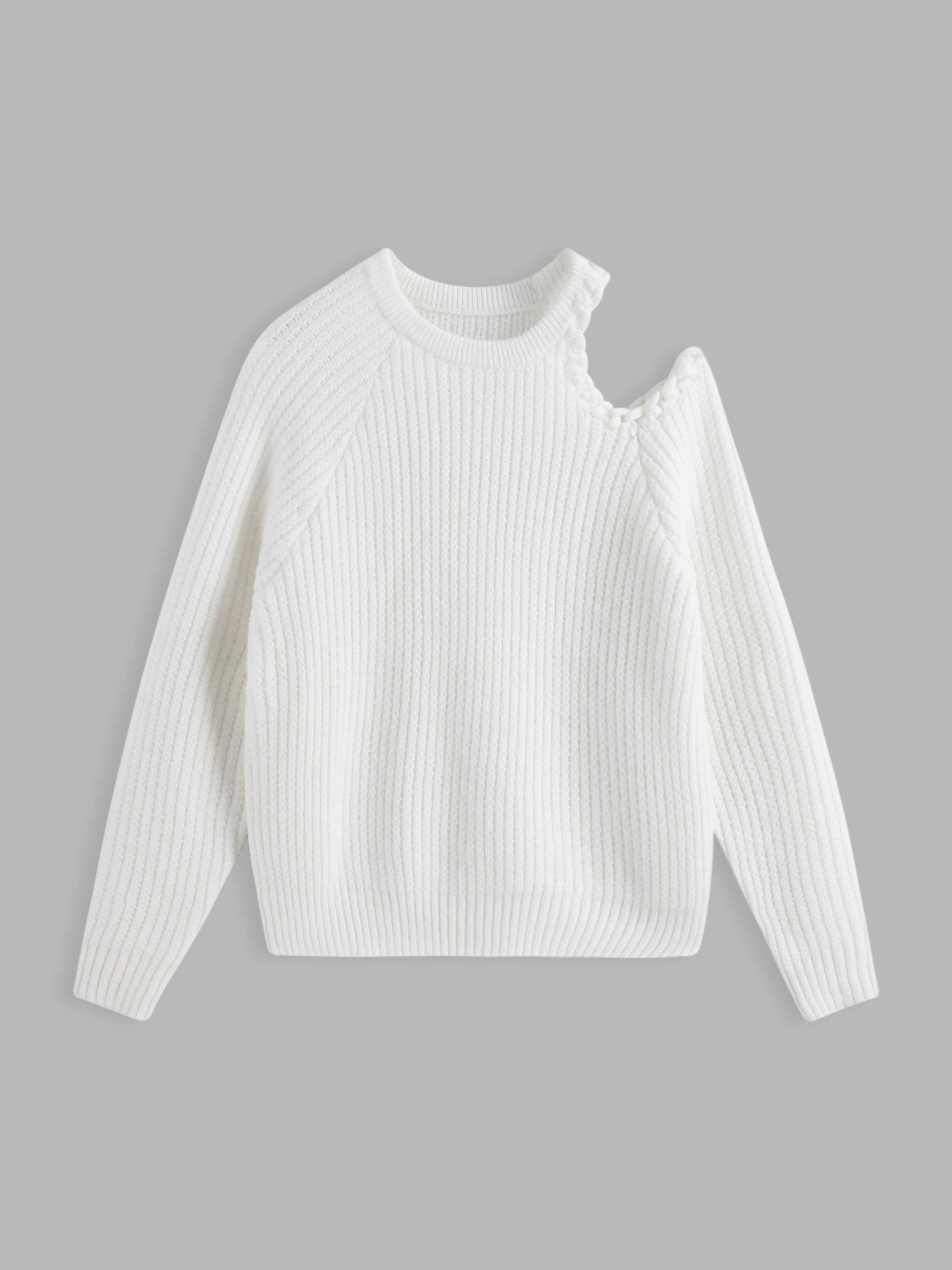 Solid Asymmetrical Neck Sweater For School Daily Casual