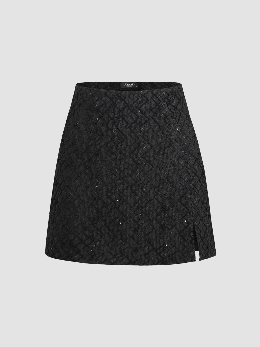  Tweed Einfarbige Textur Geteilte Minirock