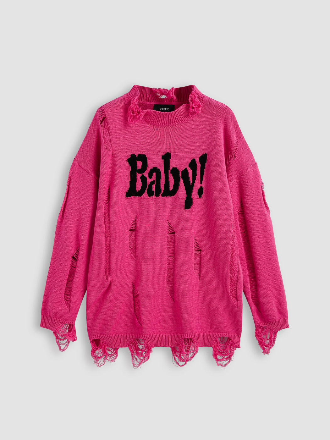 Distressed Letter Knitted Sweater Cider