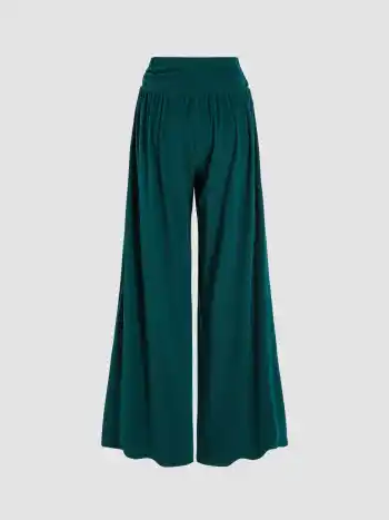 Solid Hose mit weitem Bein und hoher Taille