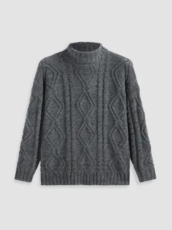 Unisex-Pullover mit Zopfmuster für den Alltag
