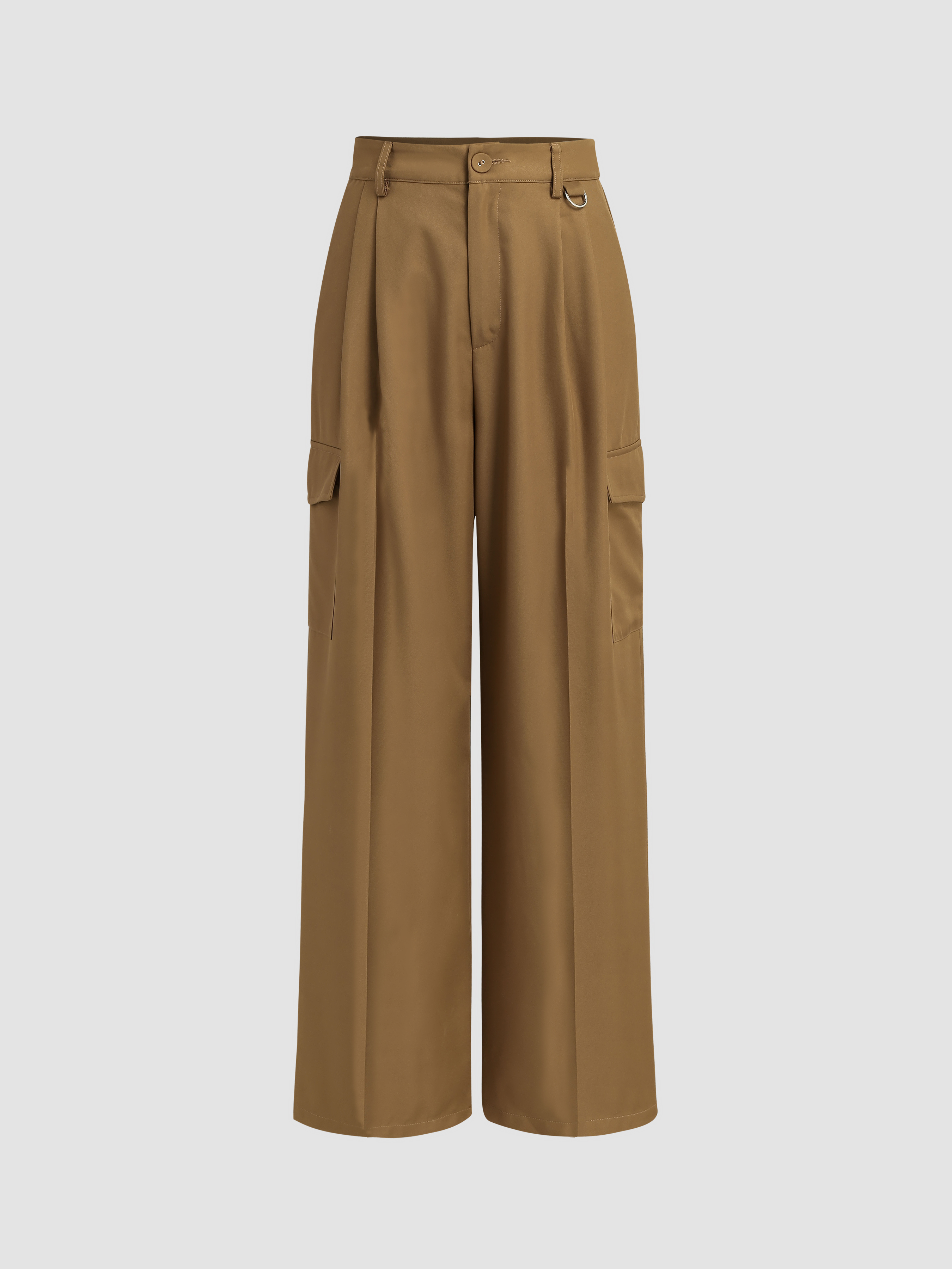 Women Cargo Woven Solid Pocket Wide Leg Cargo Pants For School Daily Casual