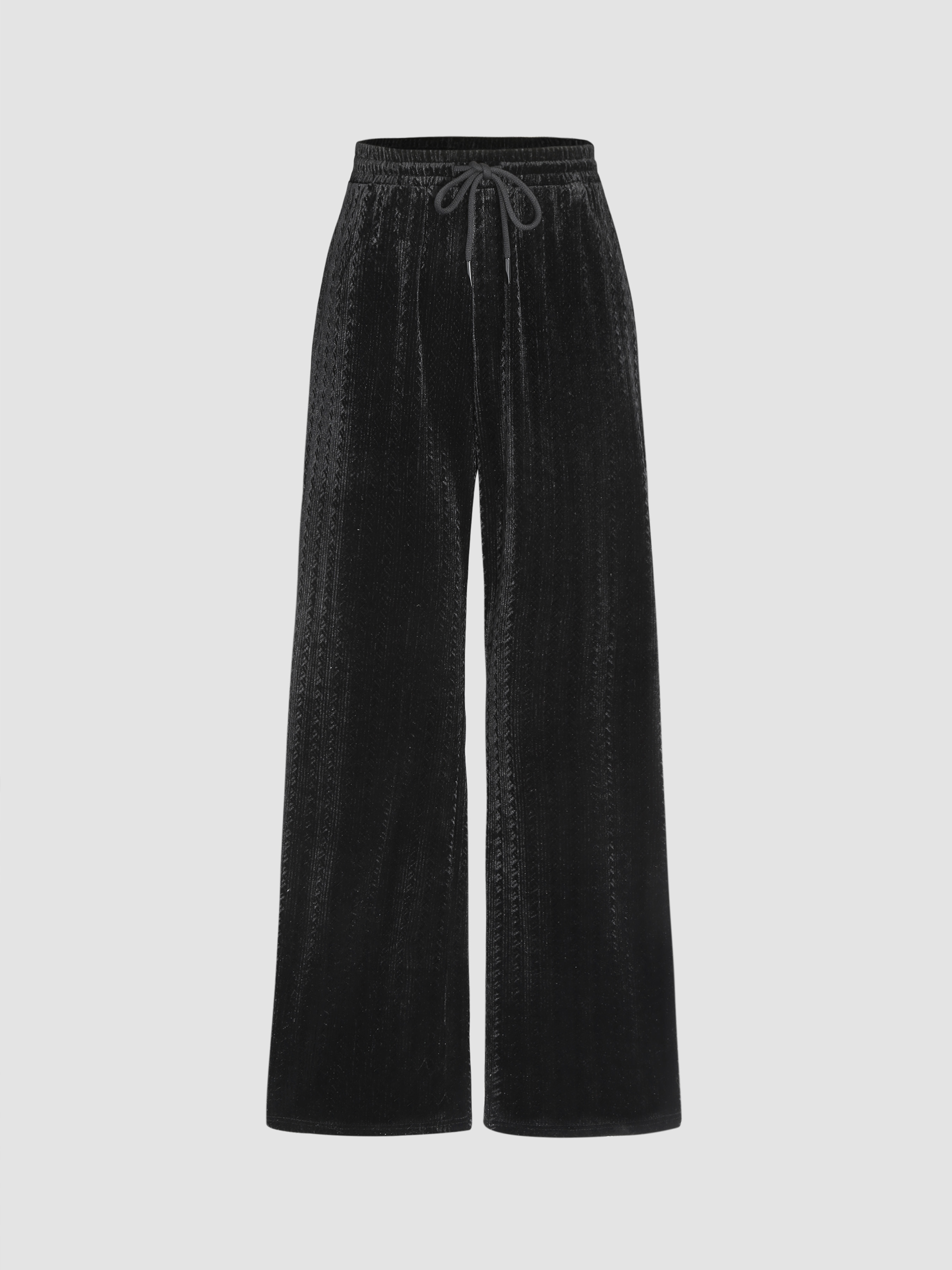 Velvet Solid Knotted Wide Leg Trousers