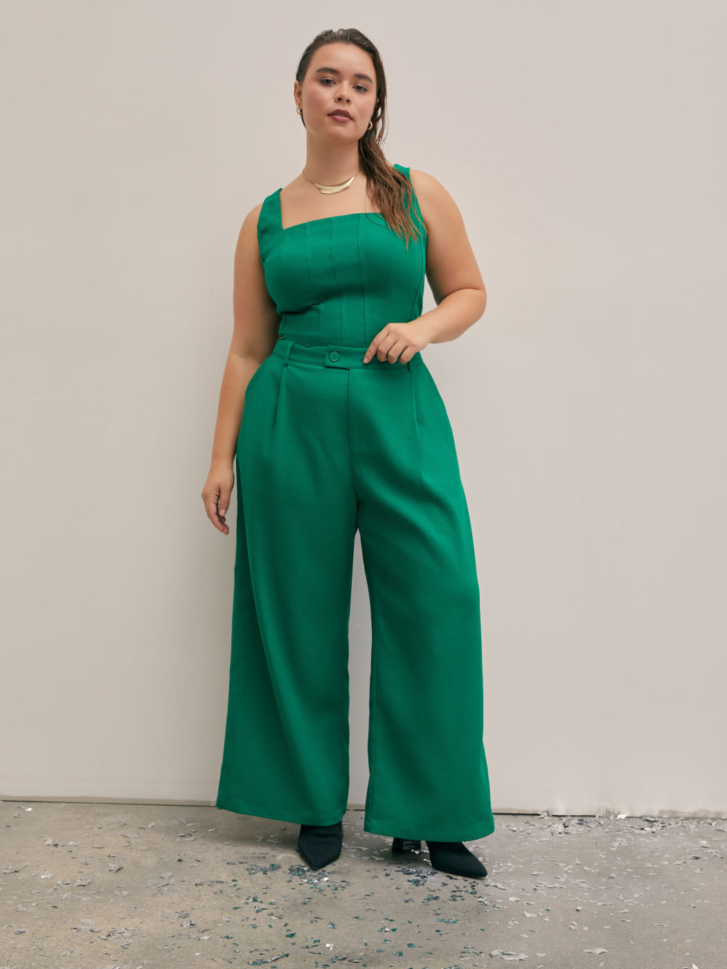 Solid Straight Leg Trousers Curve & Plus