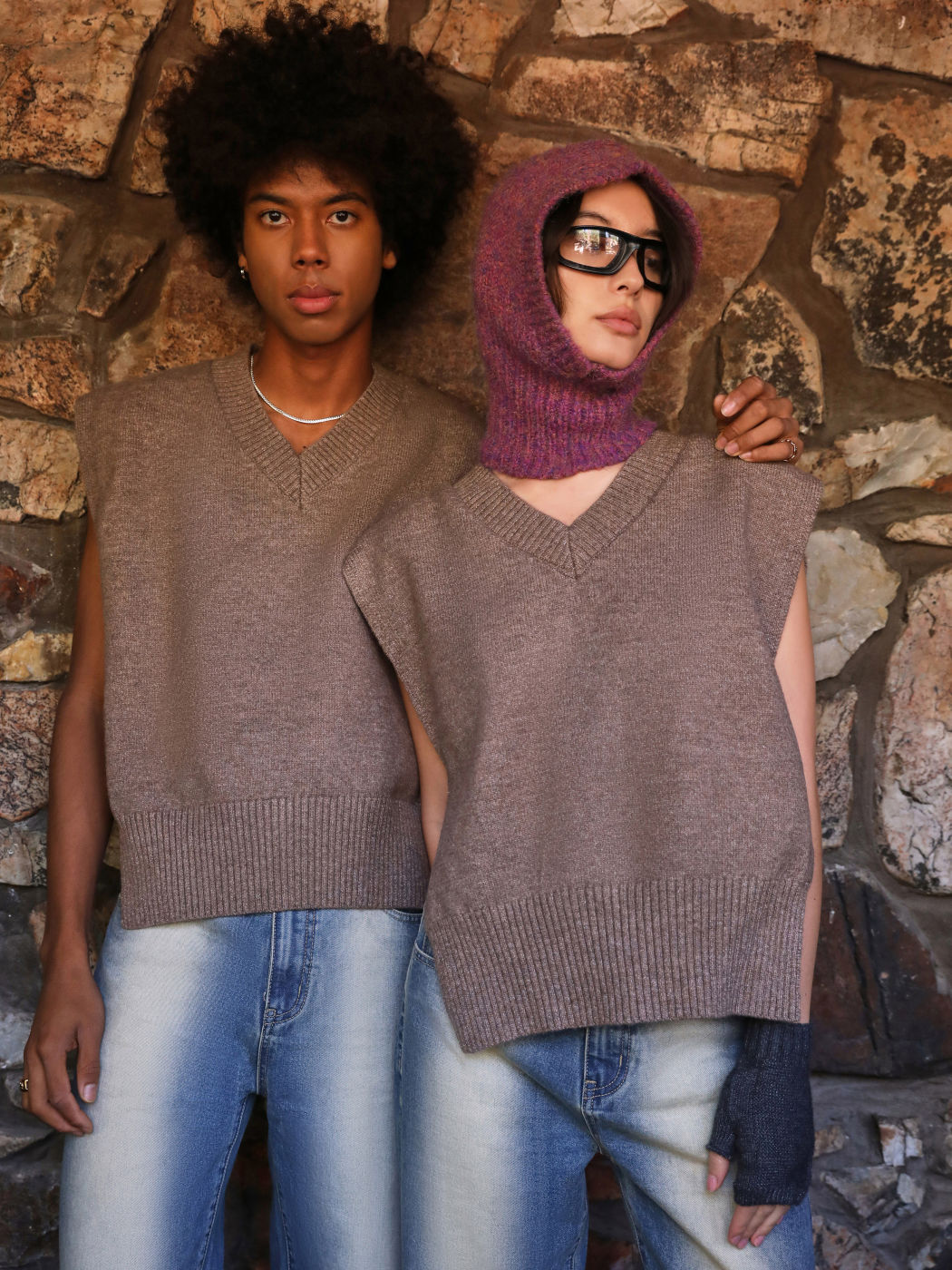 Unisex Herbst Chic übergroße Pullover Weste