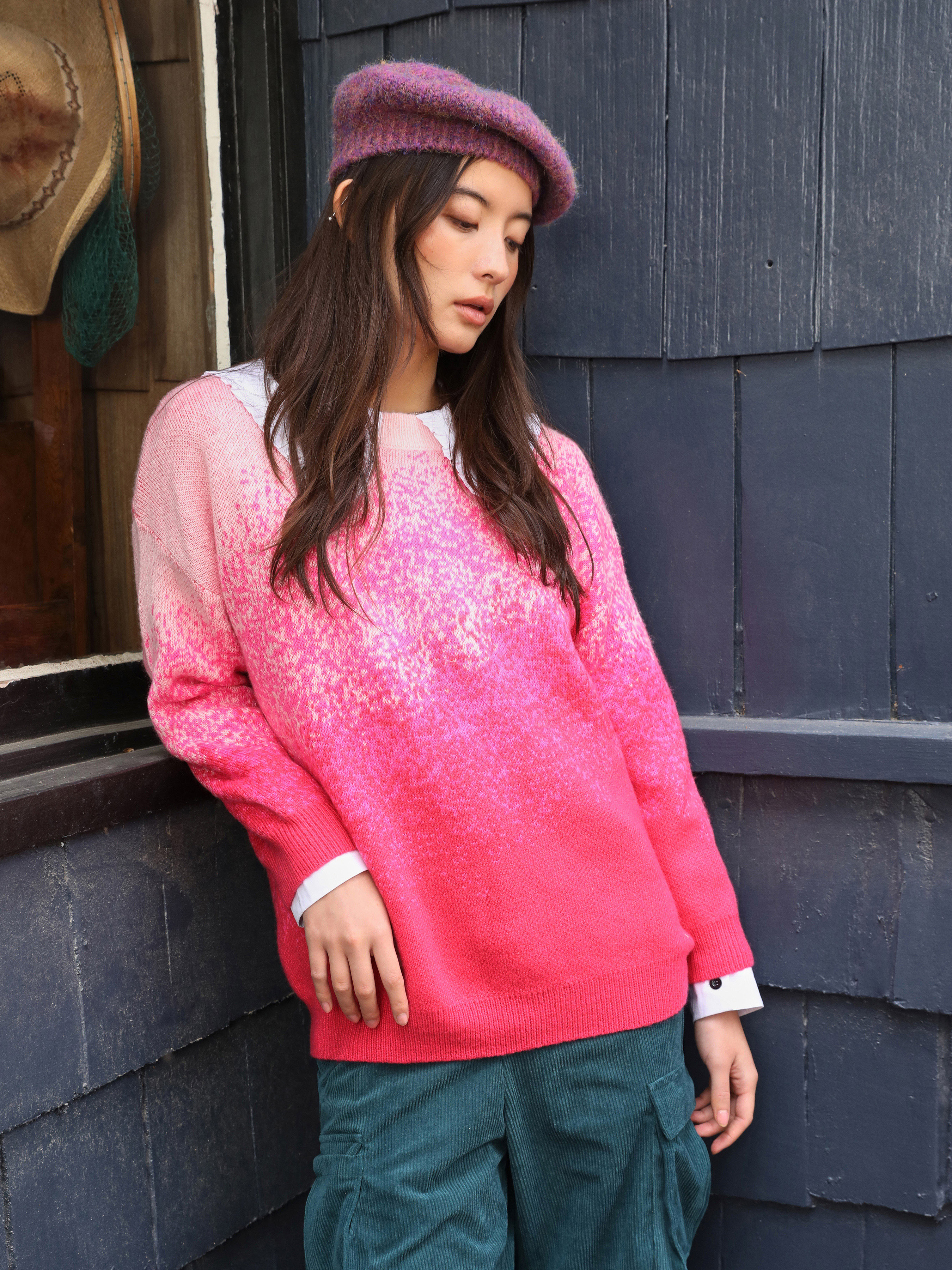 Unisex Gradient Oversized Knitted Sweater For Daily Casual