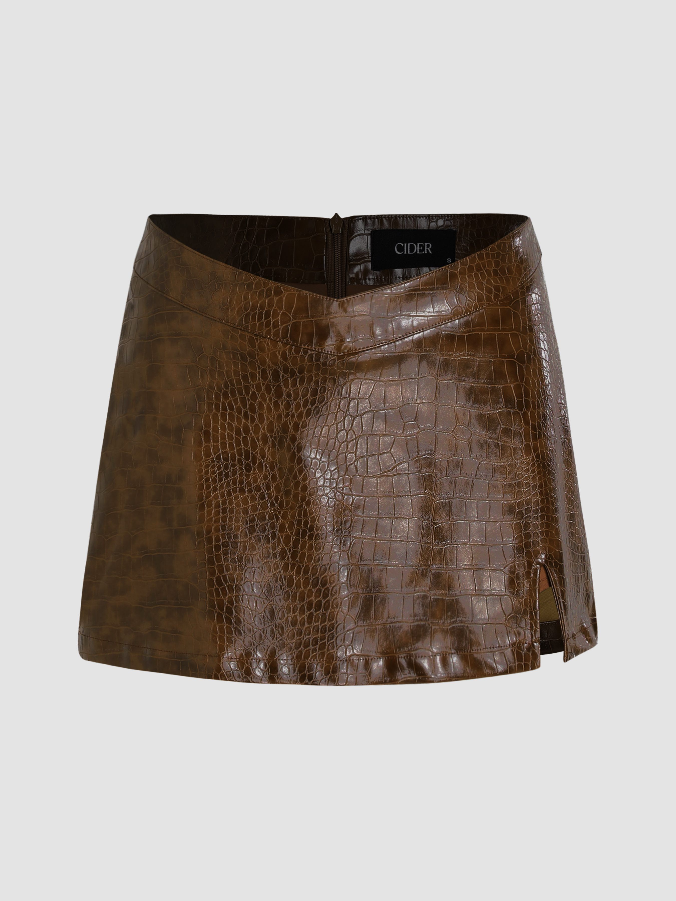 Textured faux leather mini skirt sale