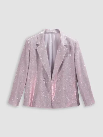 Oversized-Blazer mit Glitzerkragen und Kerbkragen Kurve & Plus