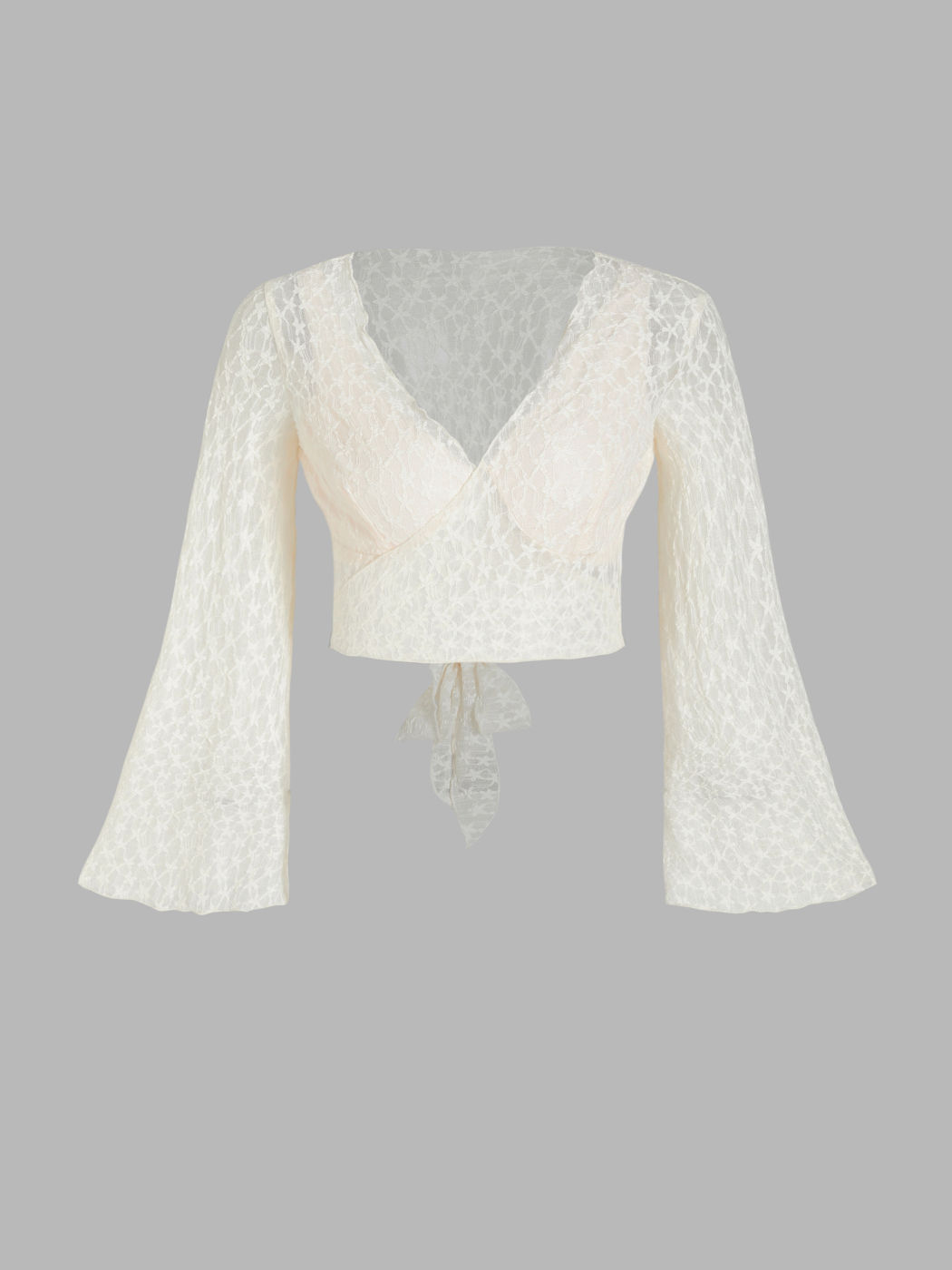 V-Ausschnitt Blumen Rückenbinden Crop Bluse Kurve & Plus