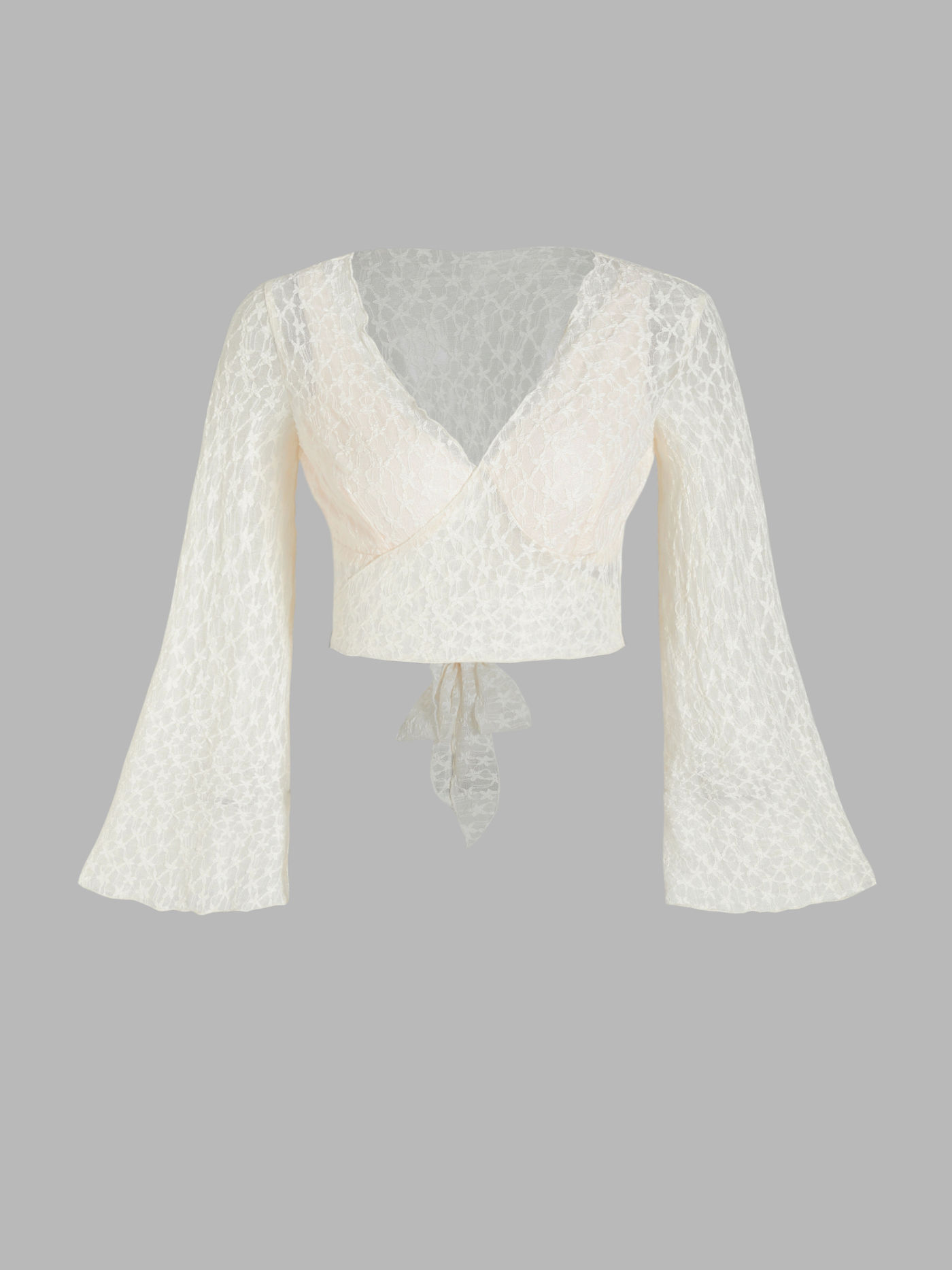 V-neck Floral Tie Back Crop Blouse Curve & Plus