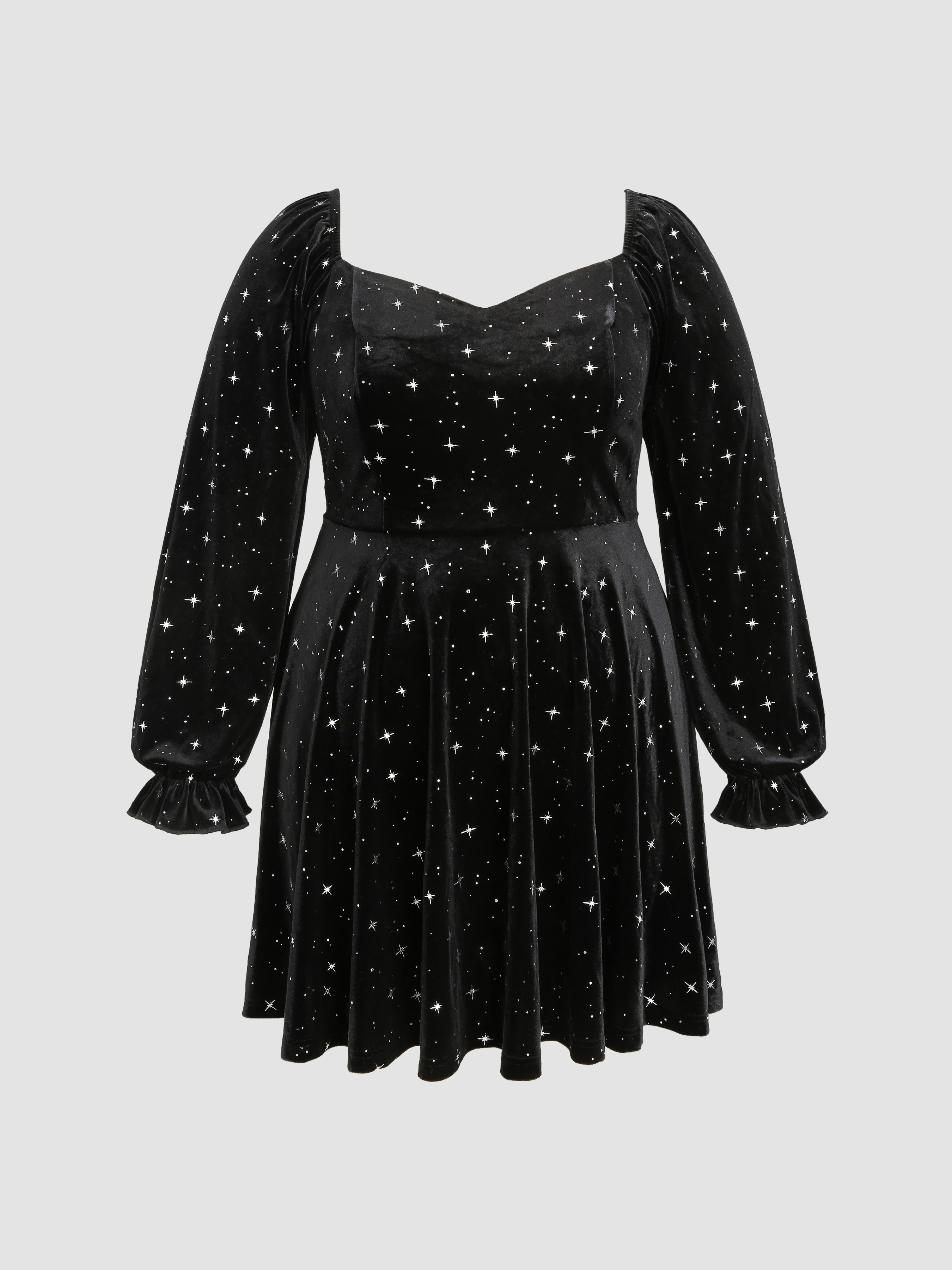 Velvet Square-Neck Mini Dress