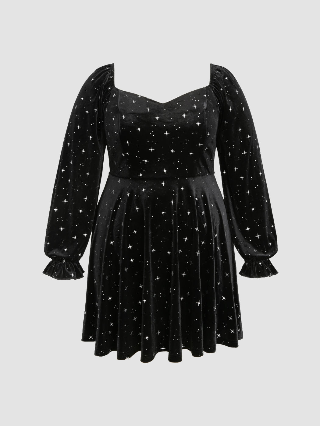 Velvet Star Square Neck Mini Dress Curve & Plus