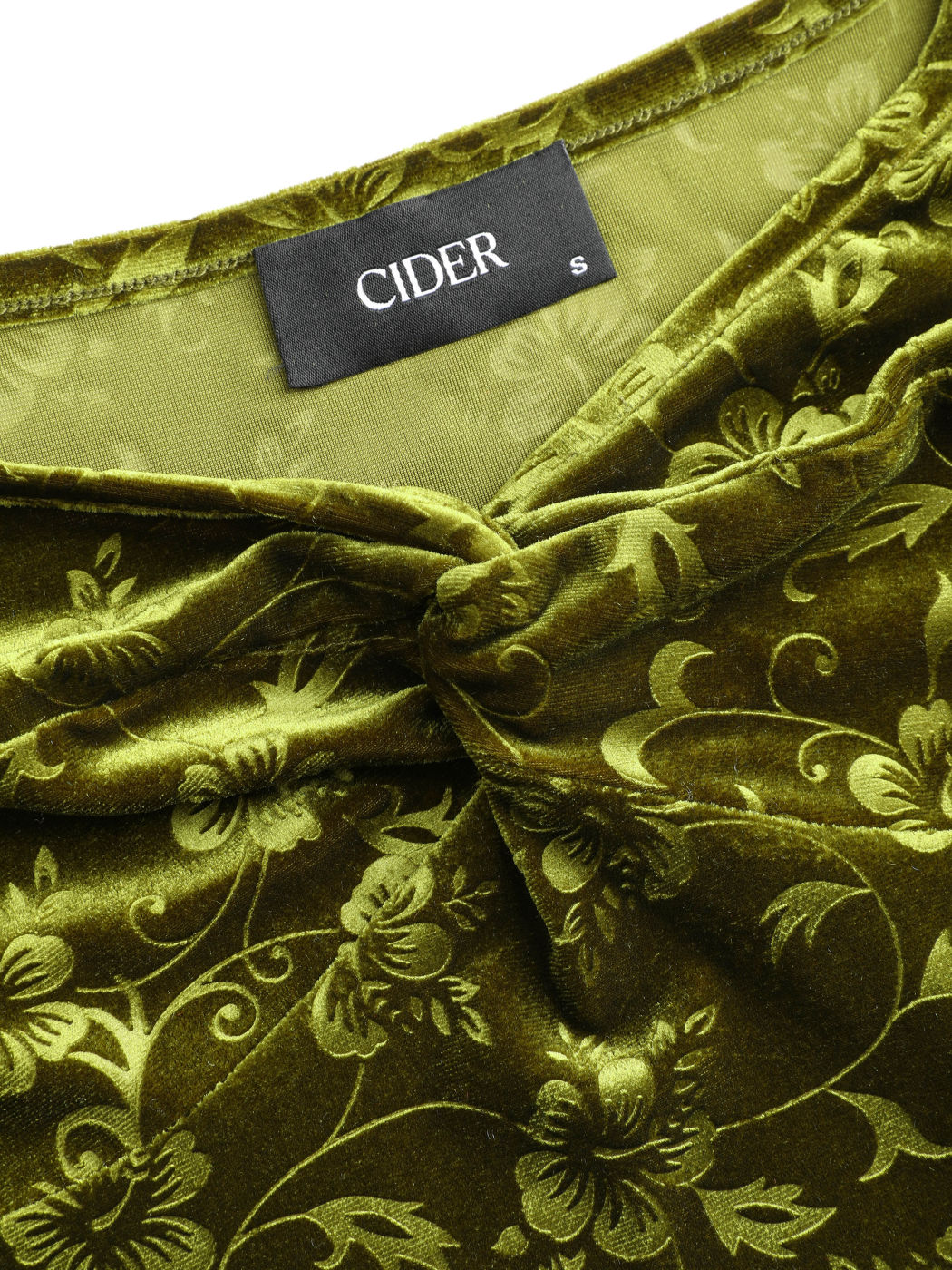 Samt-Minikleid mit herzförmigem Blumenmuster und Glockenärmeln