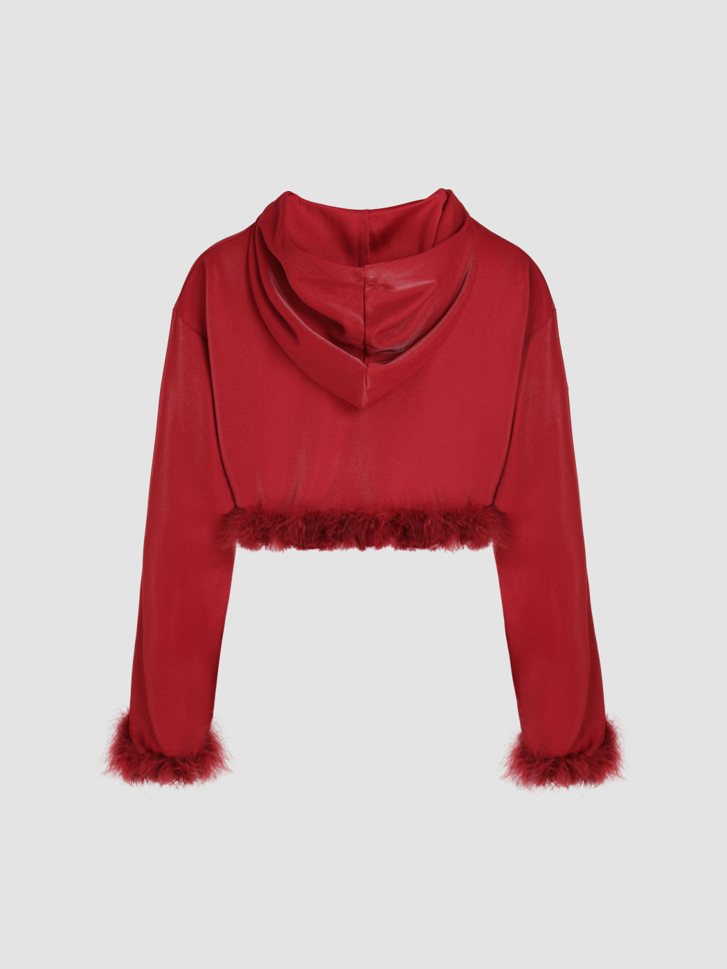 Kurzer Hoodie mit Kunstpelzbesatz