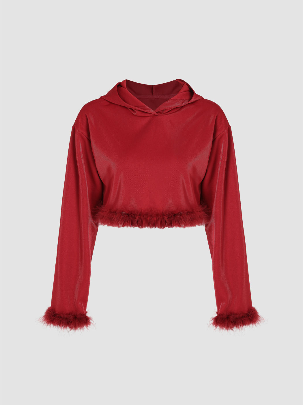 Kurzer Hoodie mit Kunstpelzbesatz
