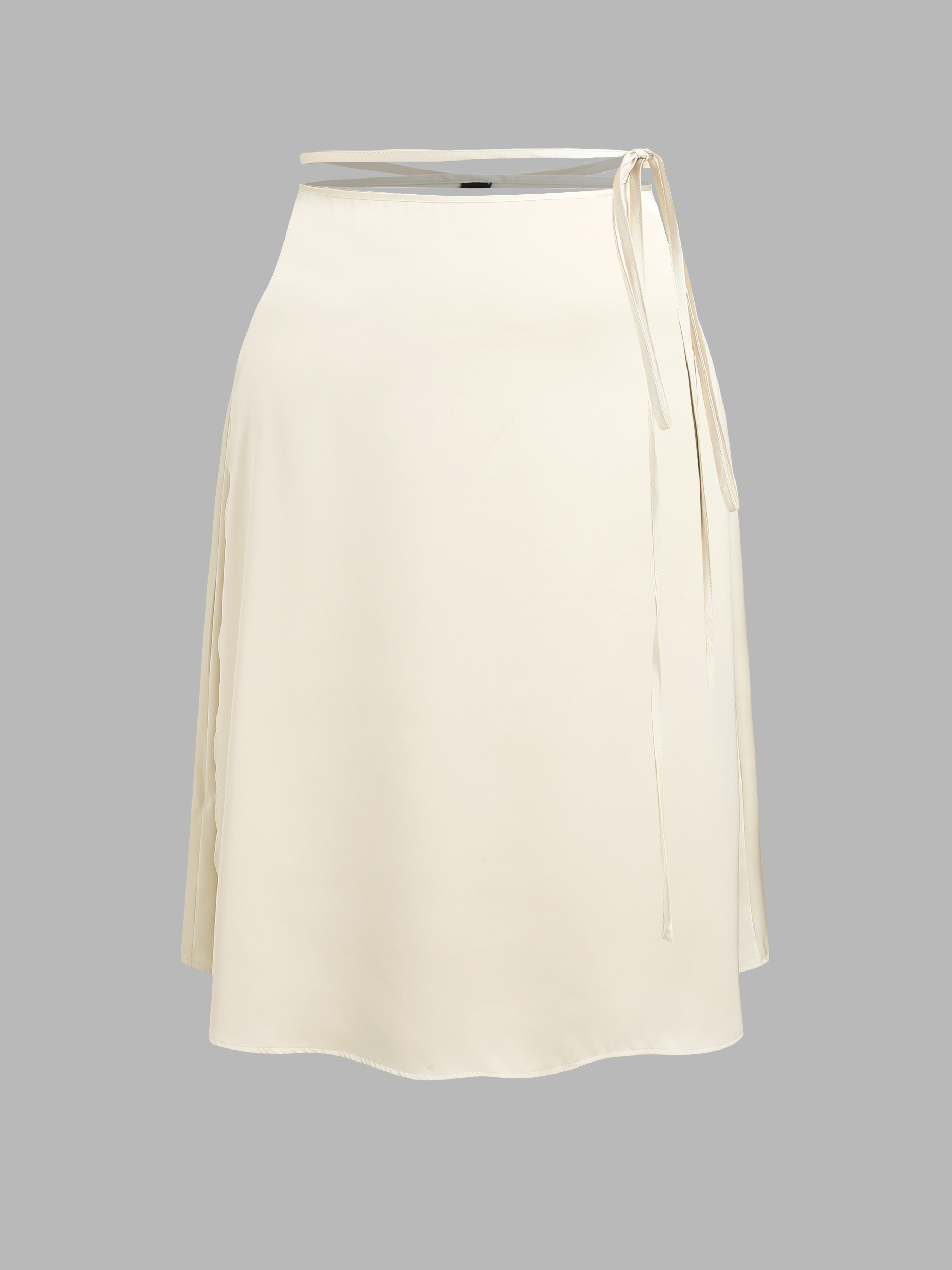 Curve & Plus Knotted Solid Satin Midi Skirt - Cider
