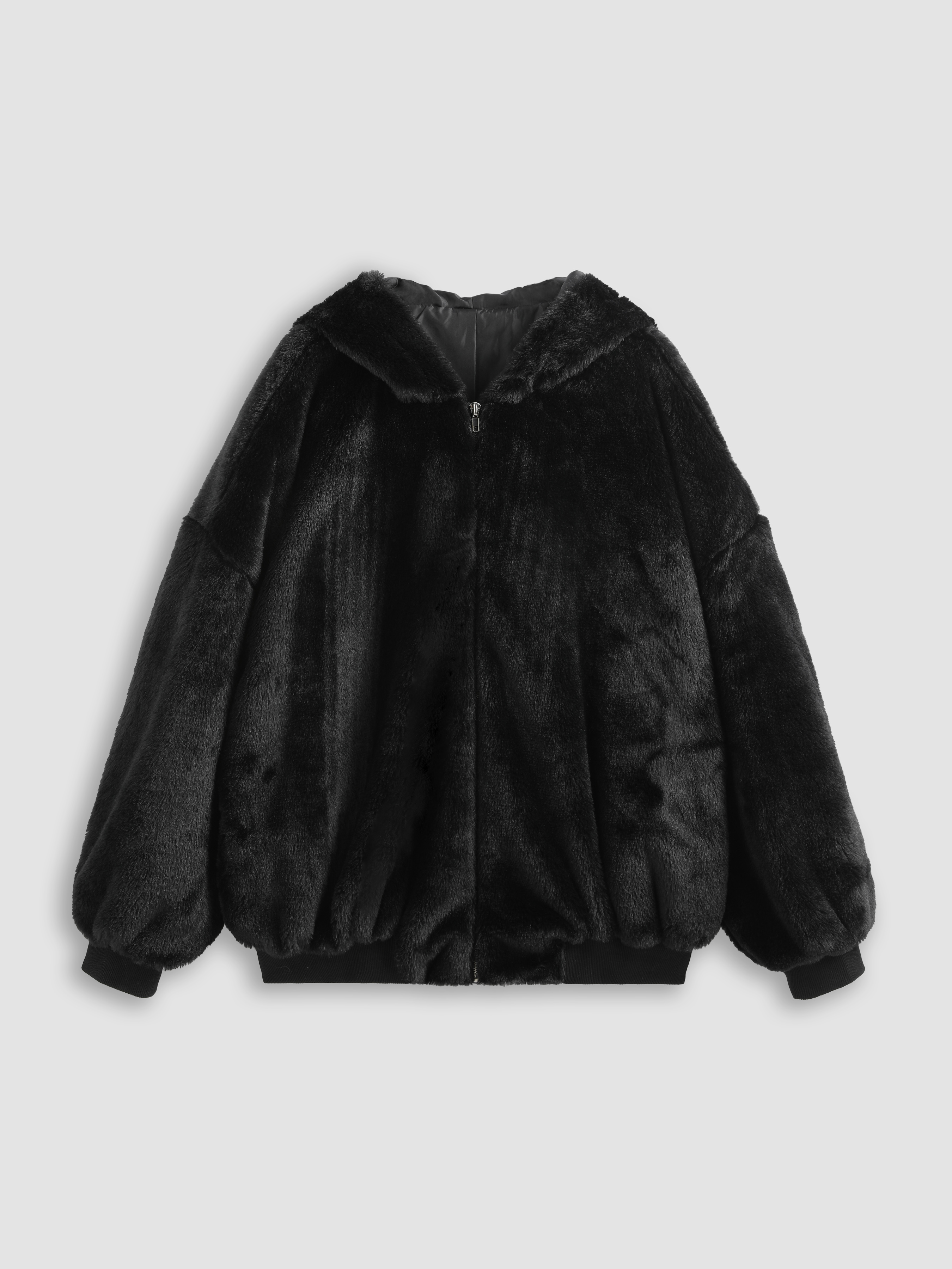 Faux fur zip best sale up jacket with hood