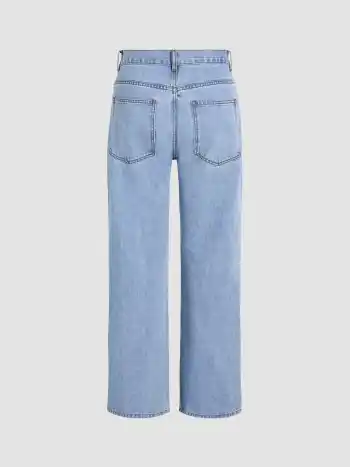 Unisex-Denim-Hose mit geradem Bein und Allover-Print