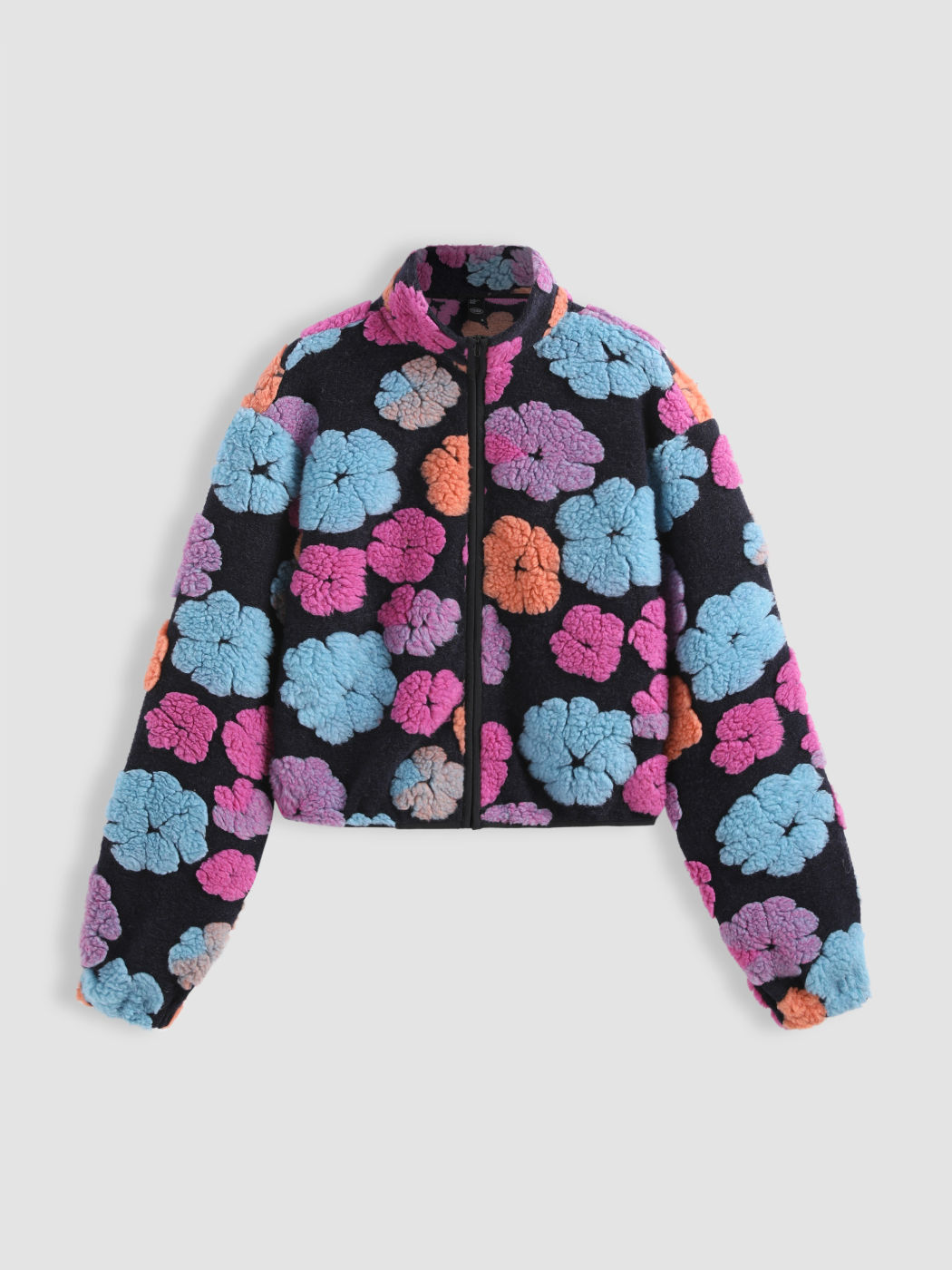 Oversized Floral Teddy Fleece Jacket