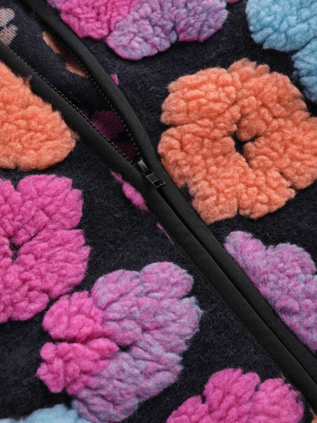 Oversized Floral Teddy Fleece Jacket