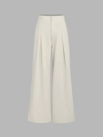 Low Rise Tie Back Pleated Wide Leg Jeans
