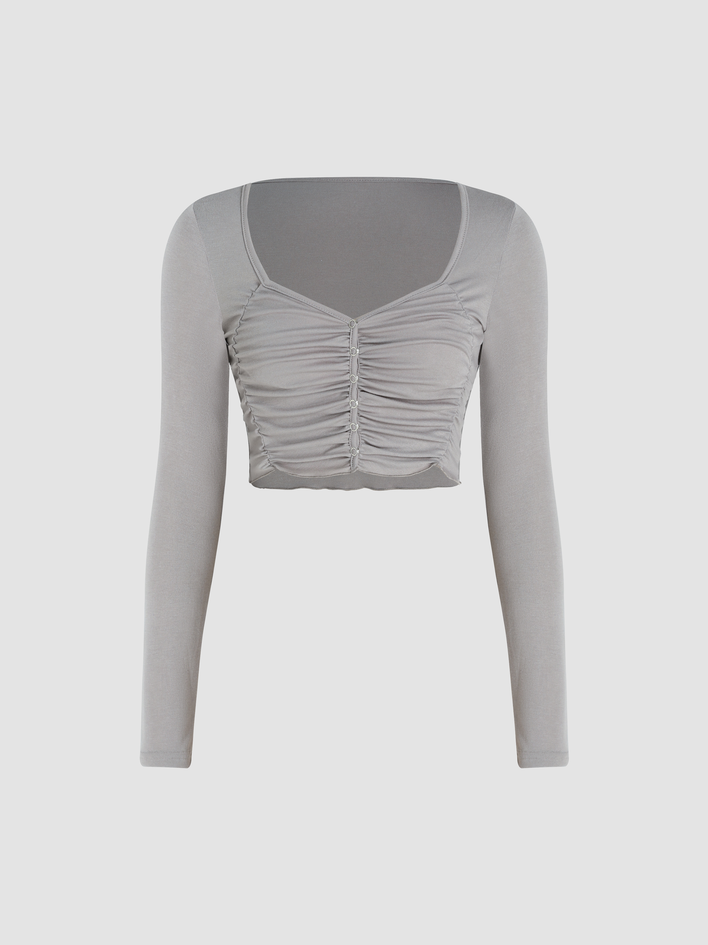 Solid Square Neck Ruched Top - Cider