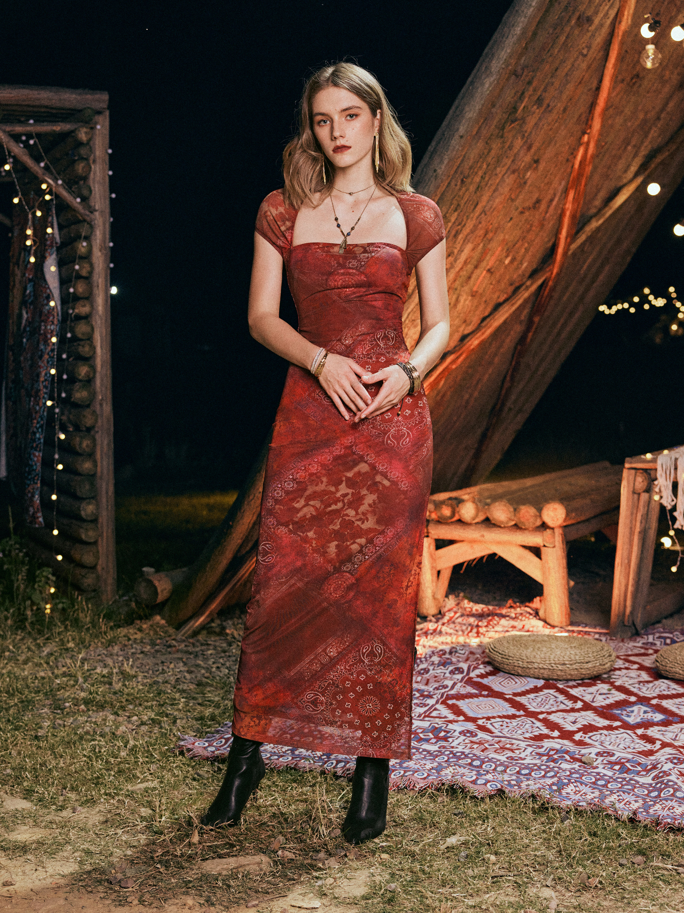 Red store paisley dress