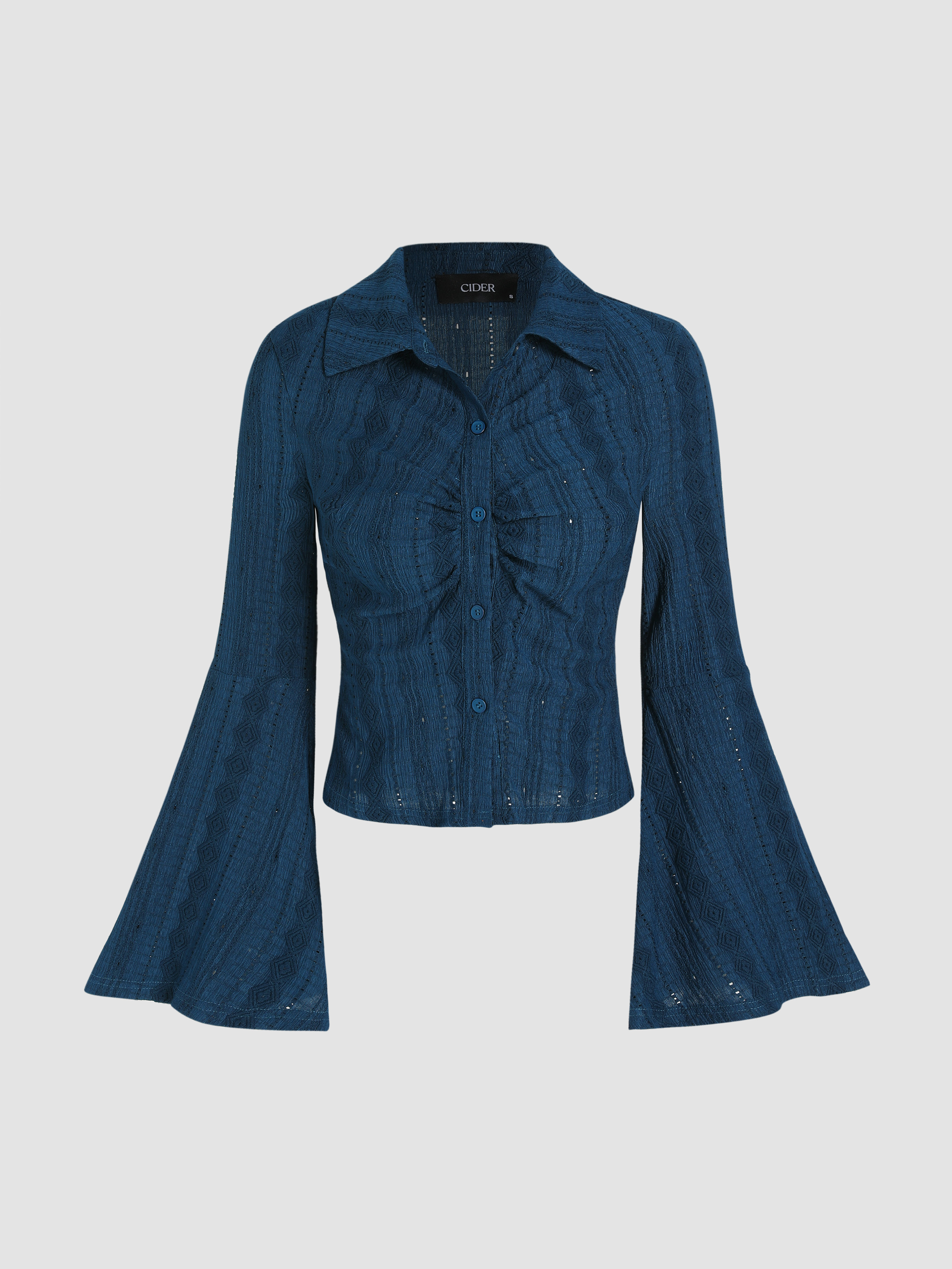 ★SCULPTOR★ Button Down Bell Sleeve Tee Blue Gray SC24S216B MUSINSA | SCULPTOR Button Down Bell Sleeve Tee Blue Gray