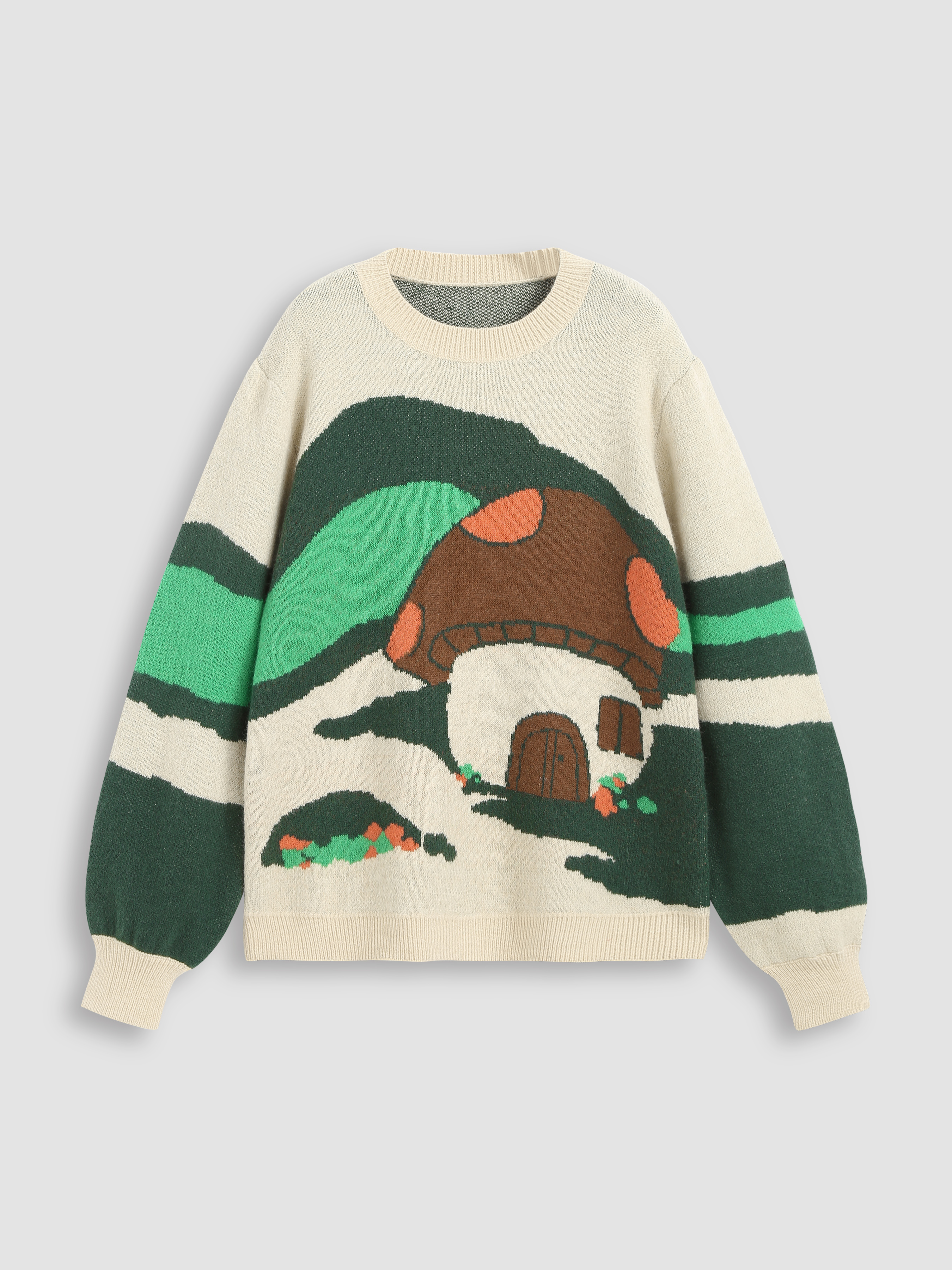 Mushroom Long Sleeve Knitted Sweater