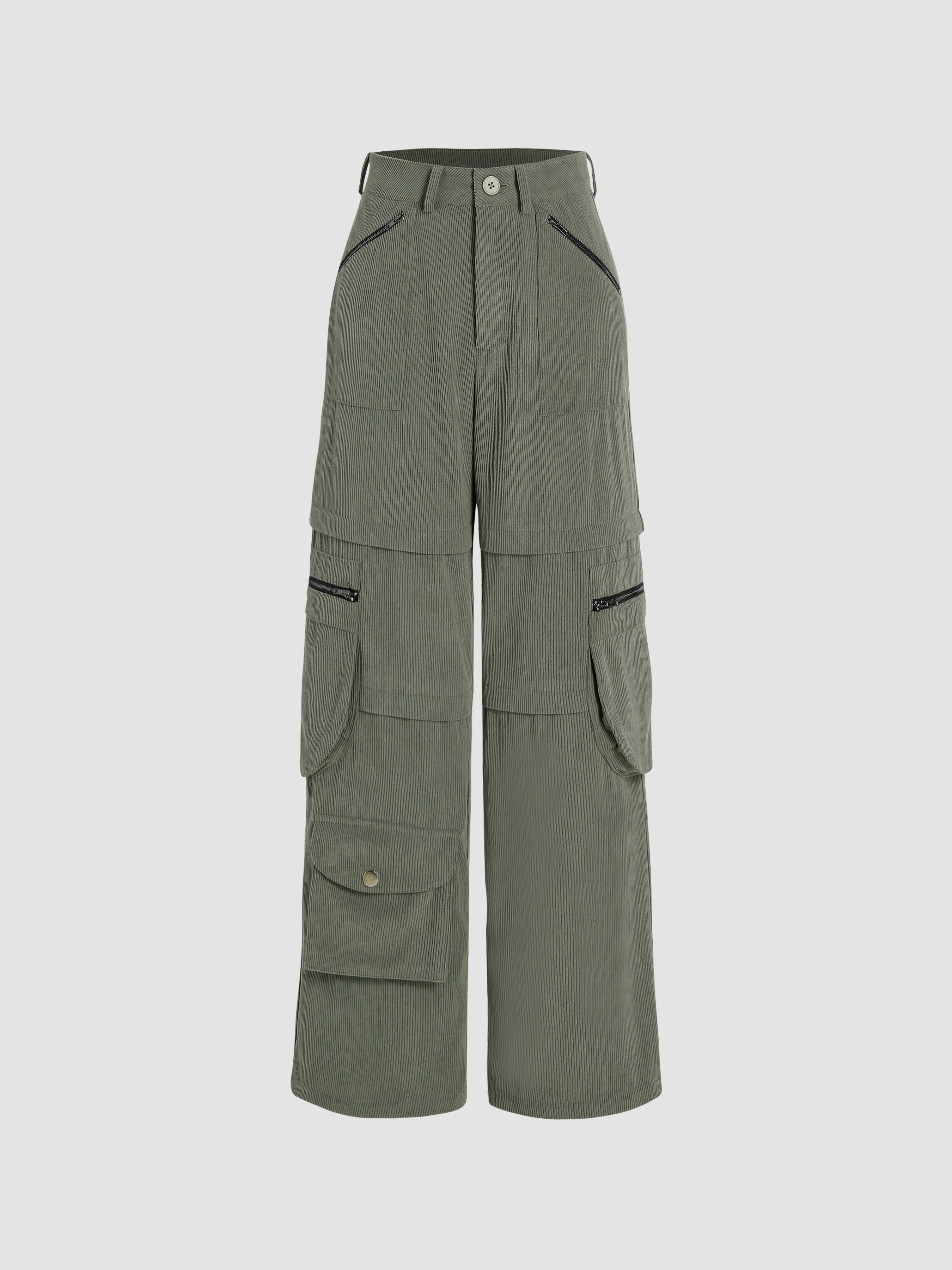 Solid Corduroy Pocket Cargo Pants Cider