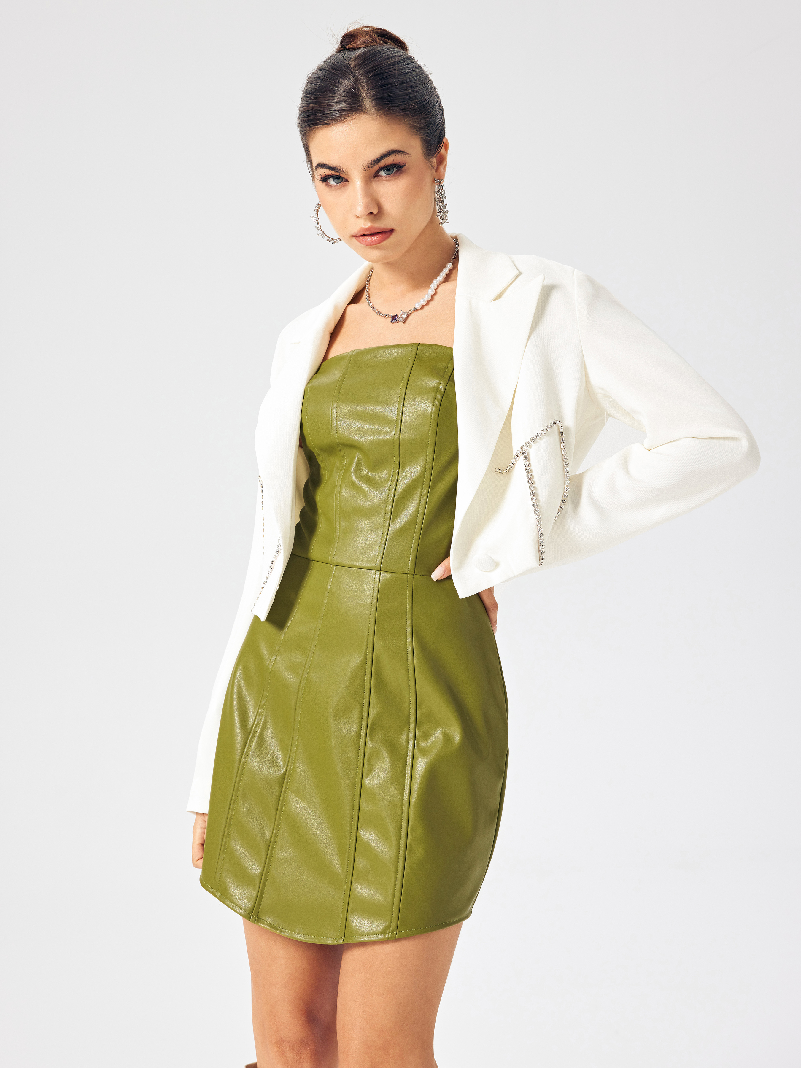 Leather zip up discount dress